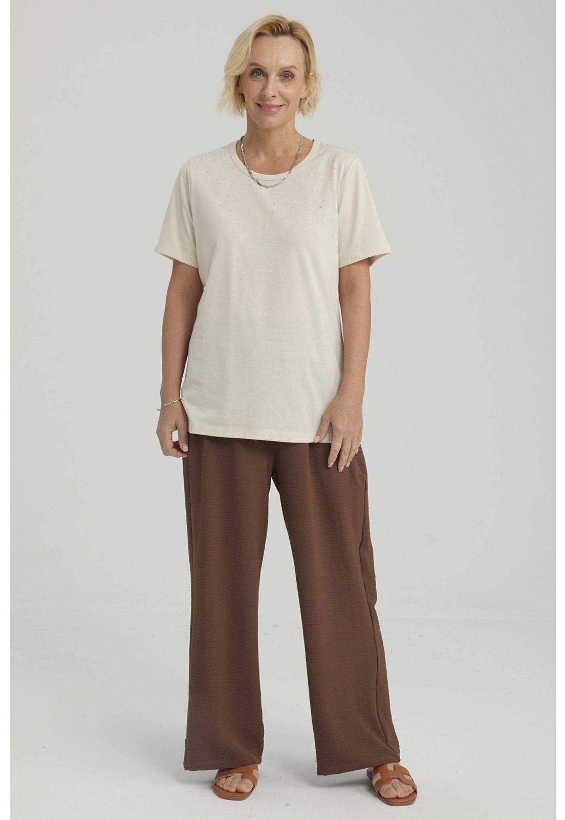 Pantalón Mujer Crep Pinzas Cafe-3