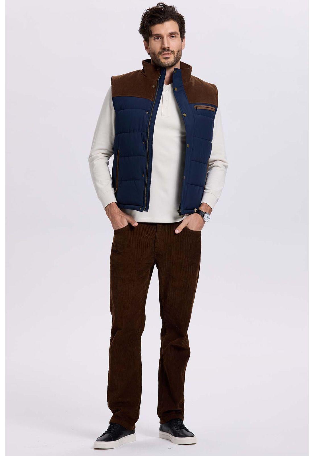 Parka Hombre Hombro Cotelé Azul-3