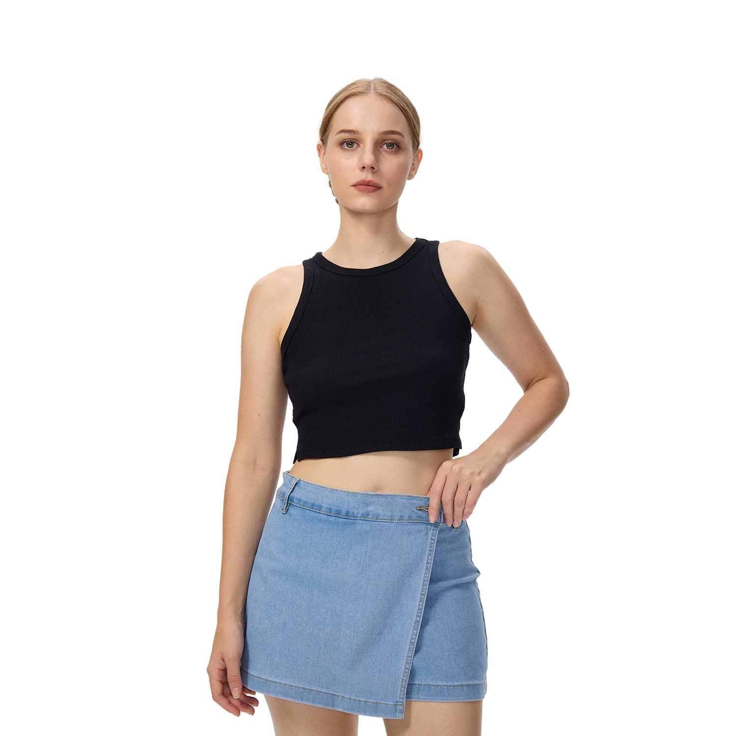 Polera Mujer Crop Negro I Fashion's Park-0