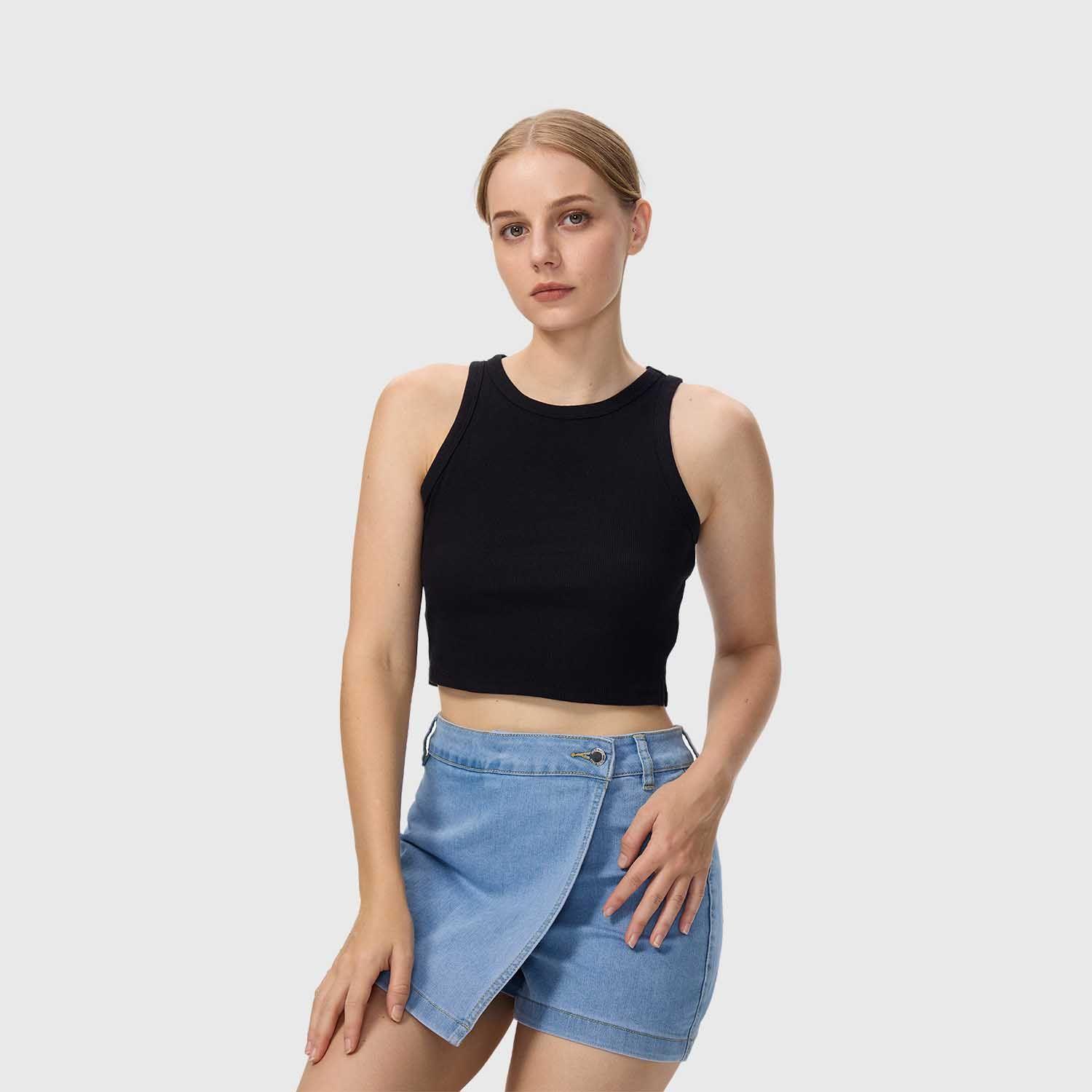 Polera Mujer Crop Negro I Fashion's Park-1