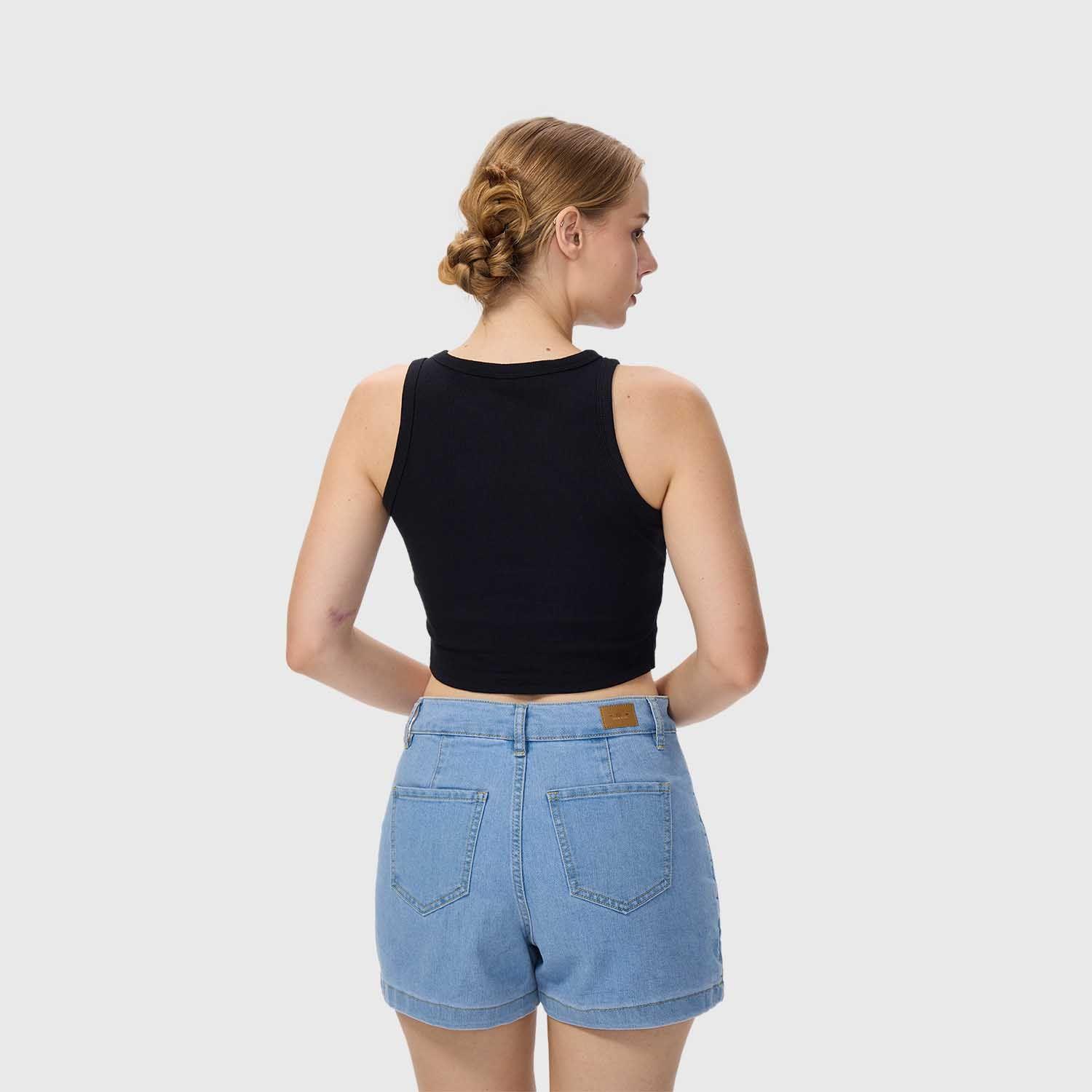 Polera Mujer Crop Negro I Fashion's Park-2