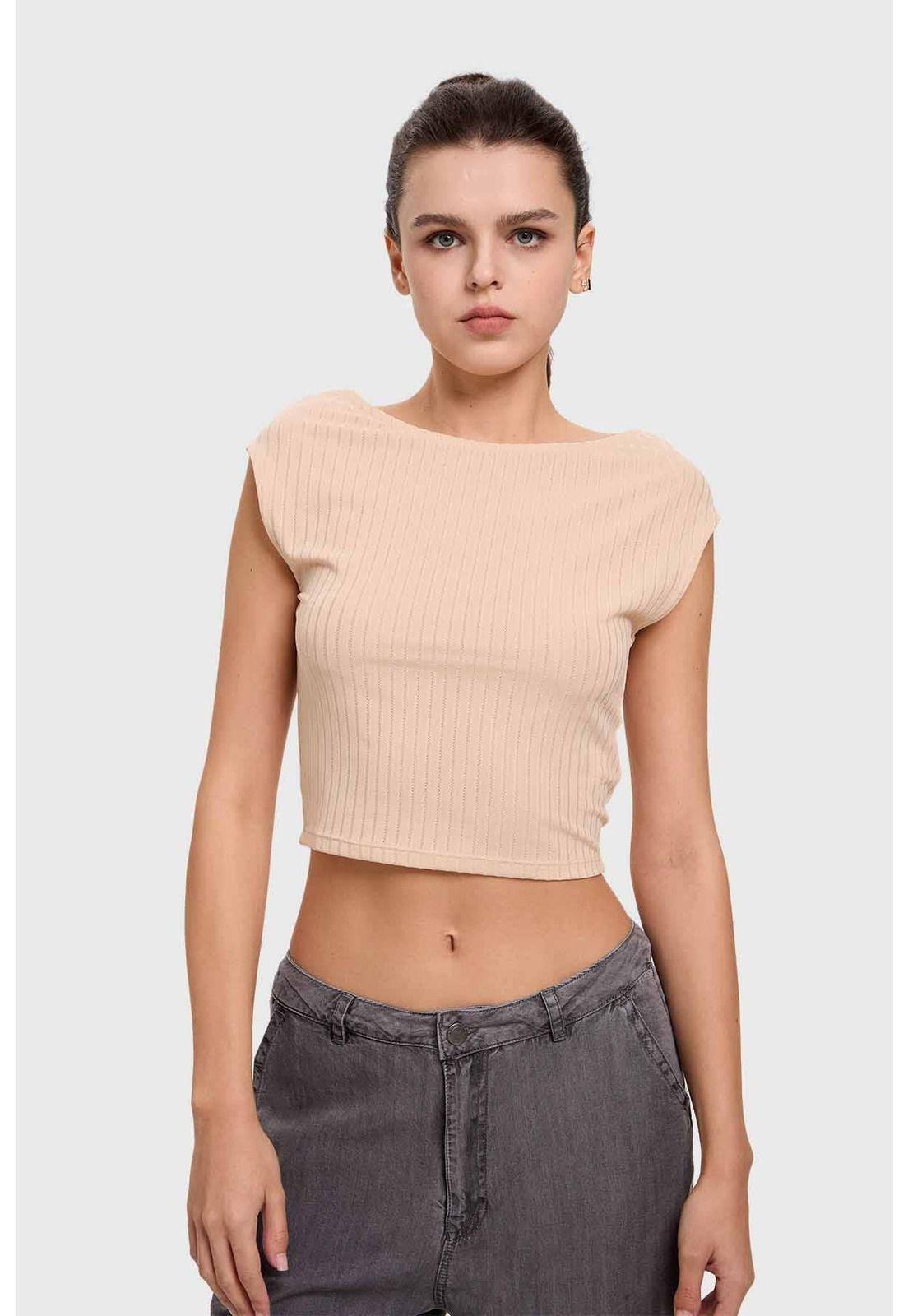 Polera Mujer Asimétrica Beige-0