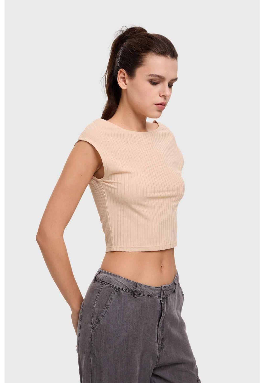 Polera Mujer Asimétrica Beige-1