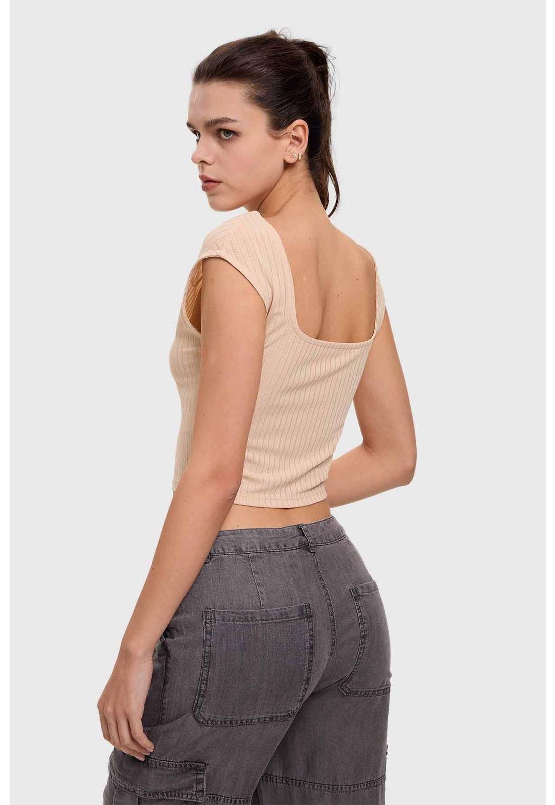 Polera Mujer Asimétrica Beige-2