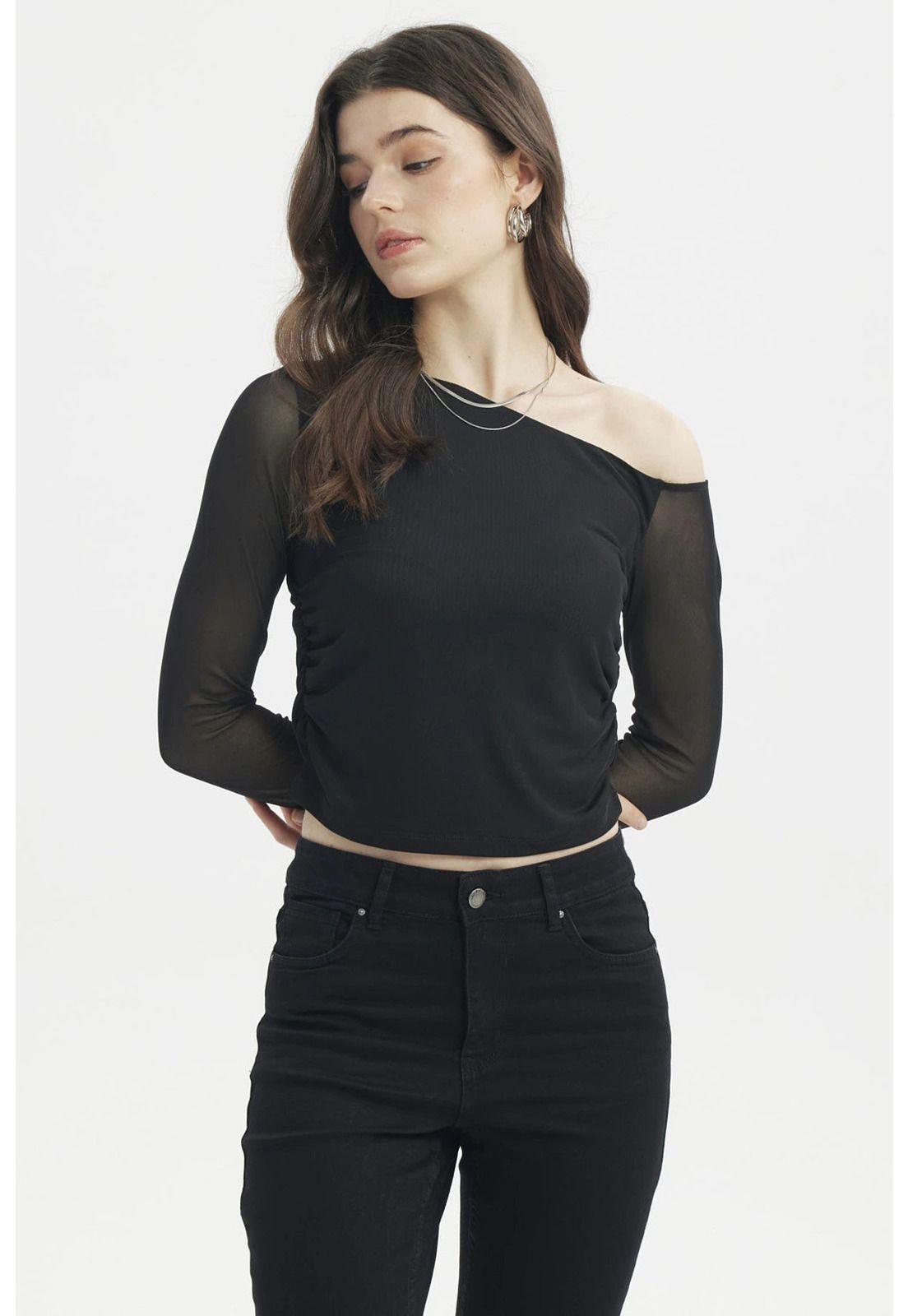 Polera Mujer Asimétrica Negro - lll-0