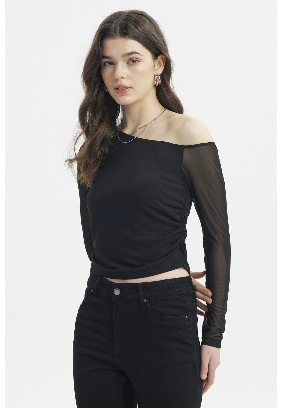 Polera Mujer Asimétrica Negro - lll-1