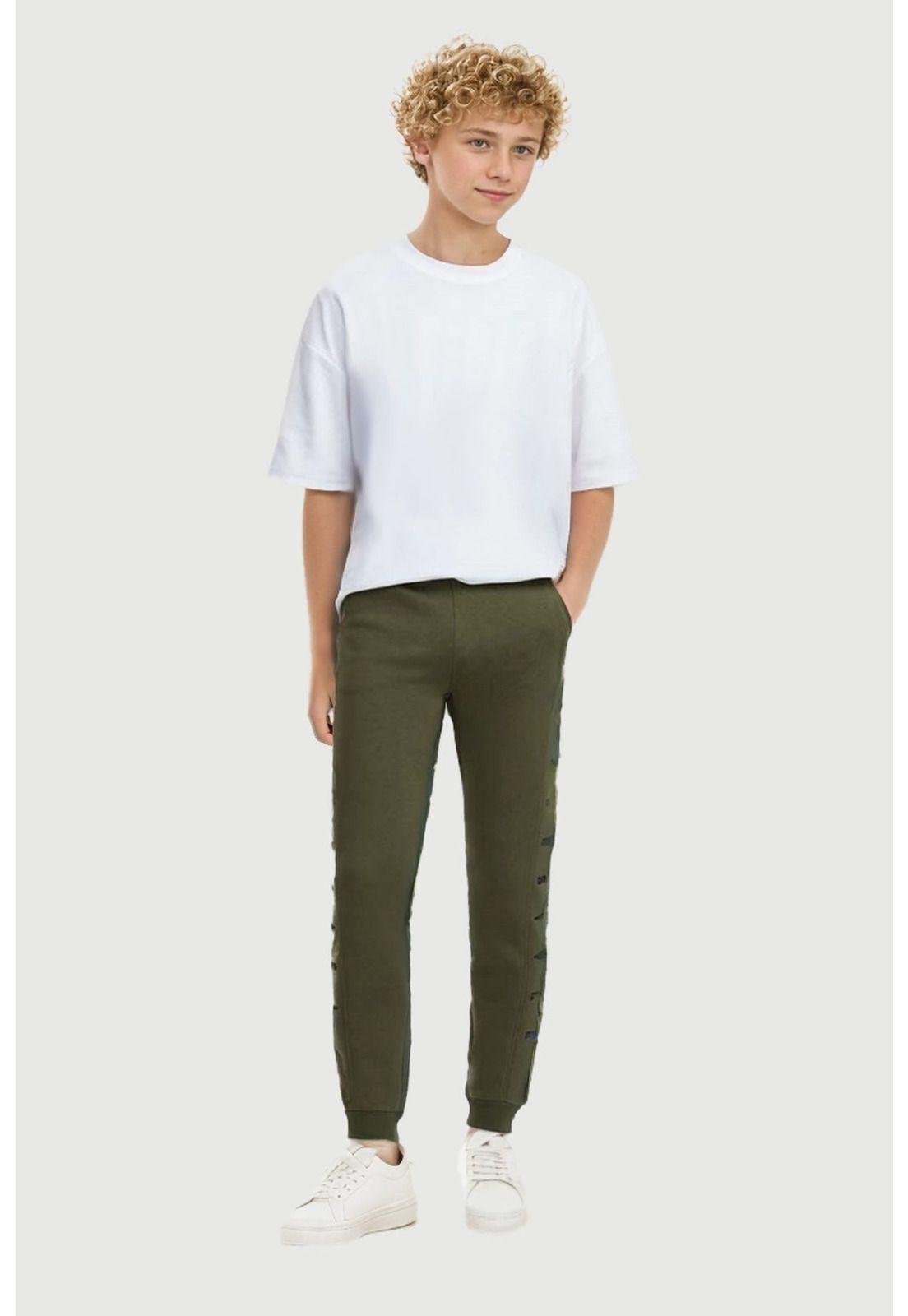 Pantalón Buzo Niño Texto En Costado Verde-2