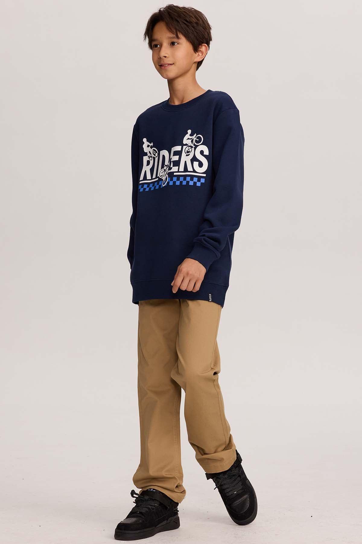 Polerón Niño Básico Print Azul Oscuro-3