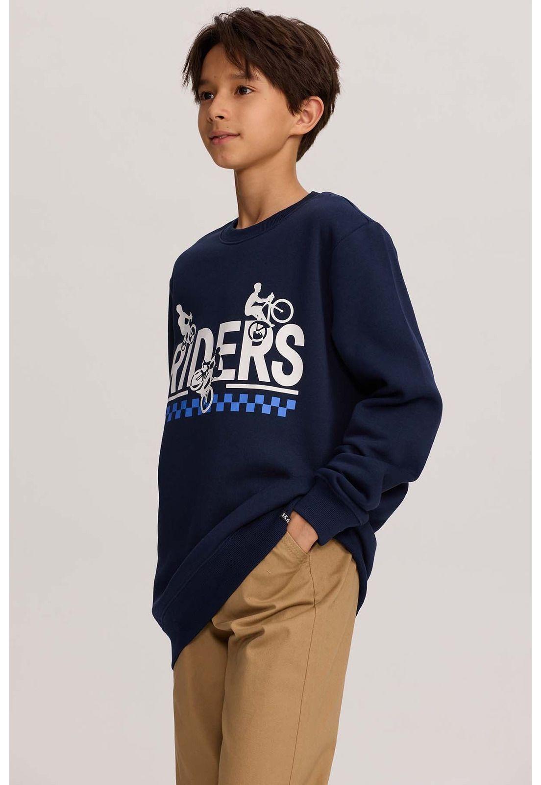 Polerón Niño Básico Print Azul Oscuro - ll-1