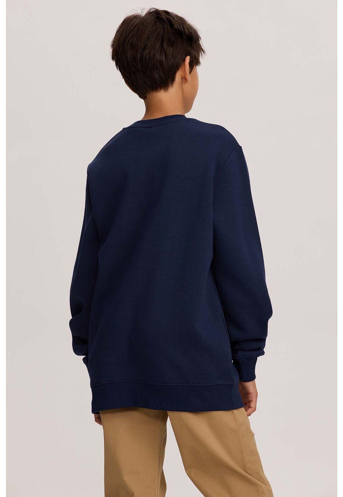 Polerón Niño Básico Print Azul Oscuro - ll-2