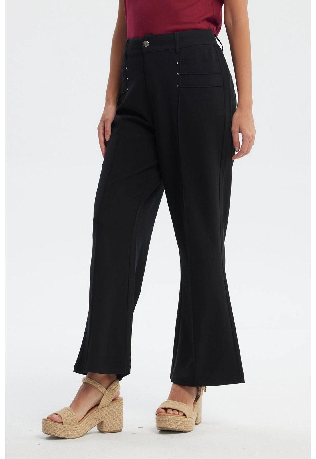 Pantalón Mujer Liso Largo Negro-1