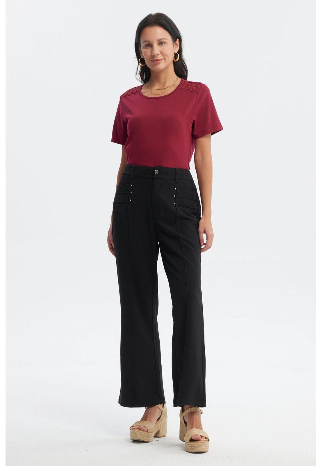Pantalón Mujer Liso Largo Negro-3