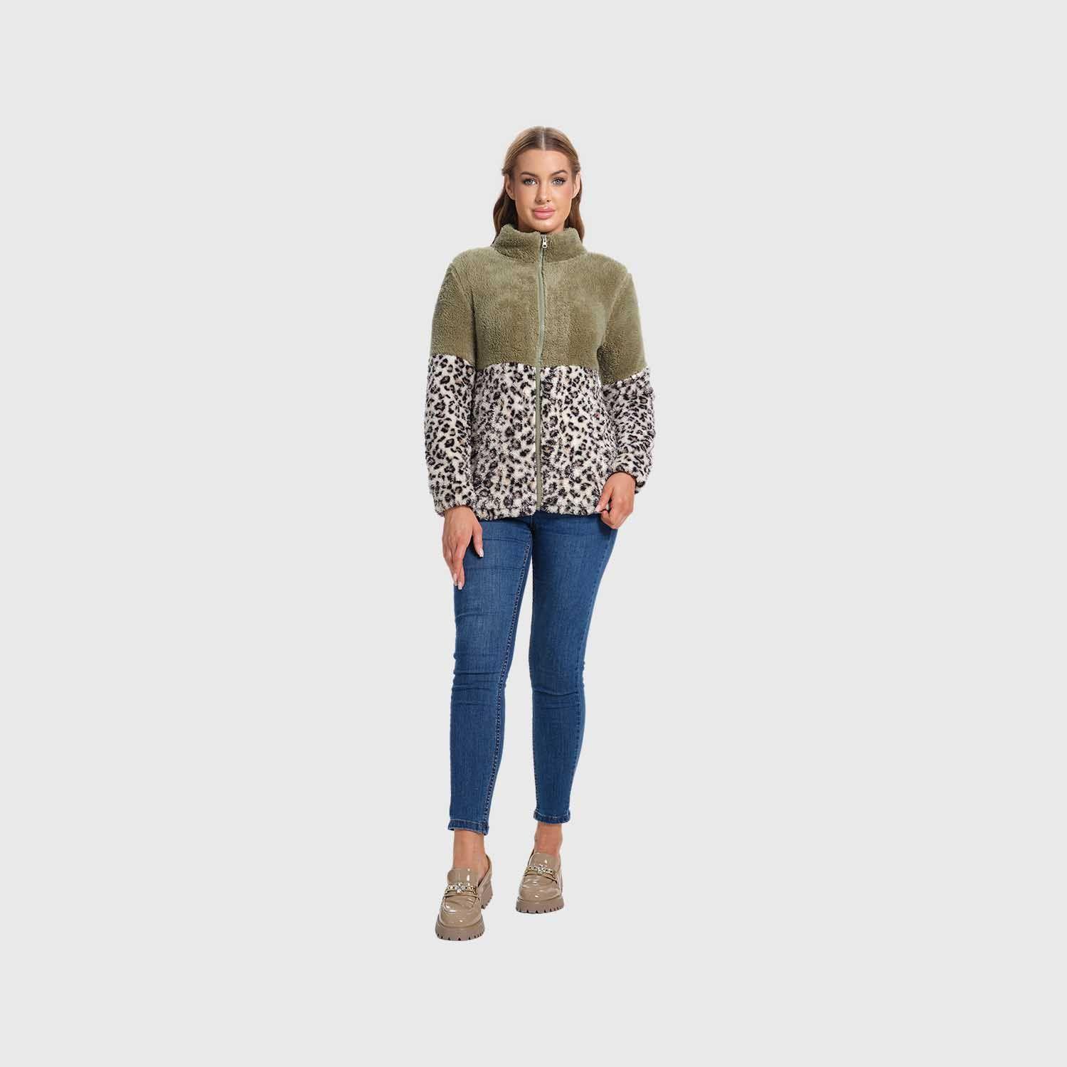 Polar Mujer Tipo Polerón Peludo Verde Musgo Fashion's Park-9