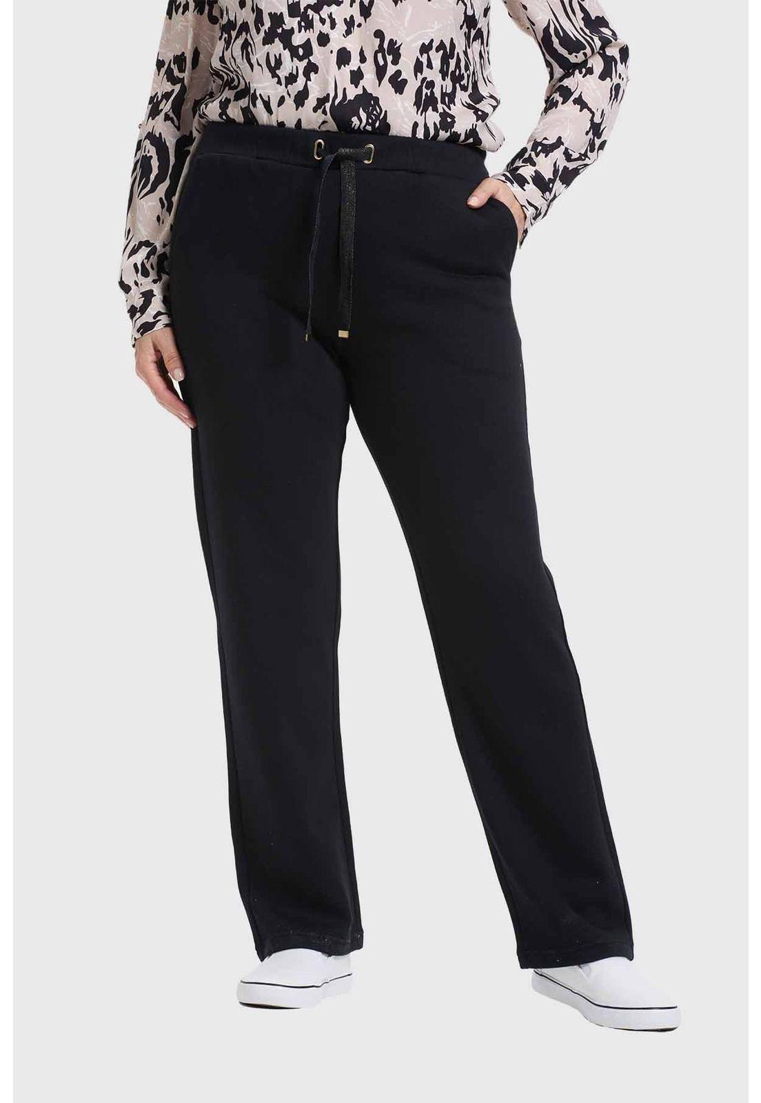 Pantalón Buzo Con Cordón Mujer Negro-0