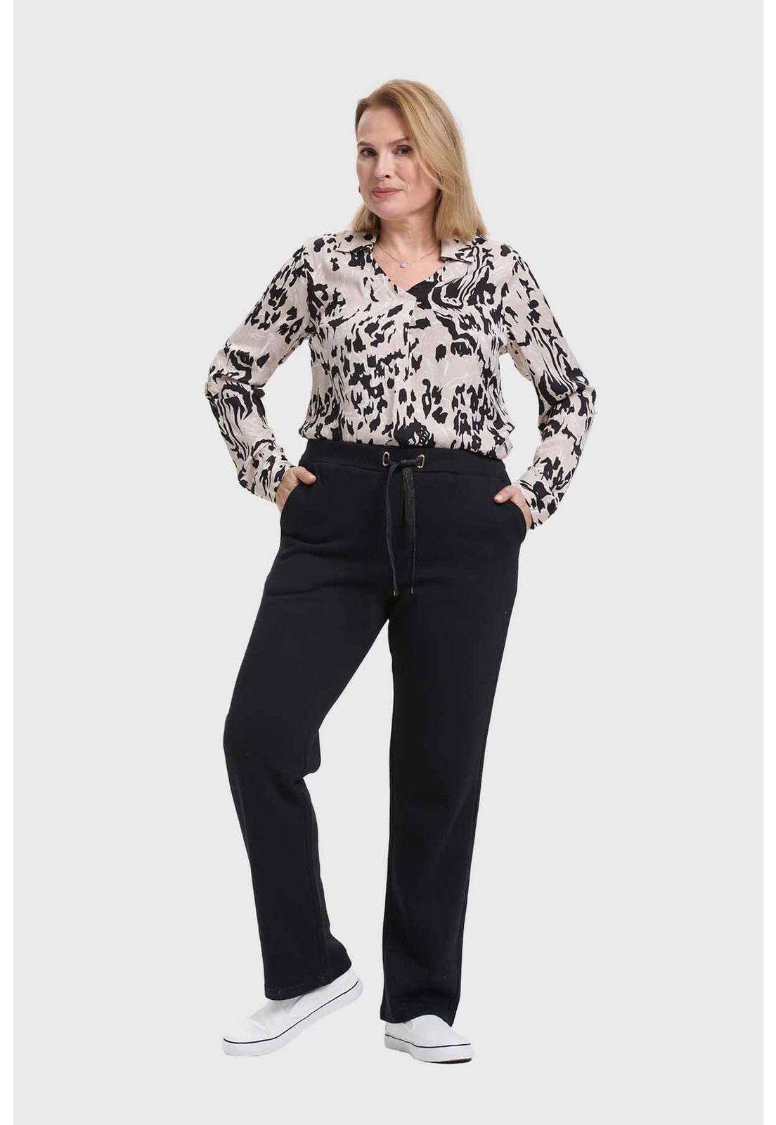 Pantalón Buzo Con Cordón Mujer Negro-3