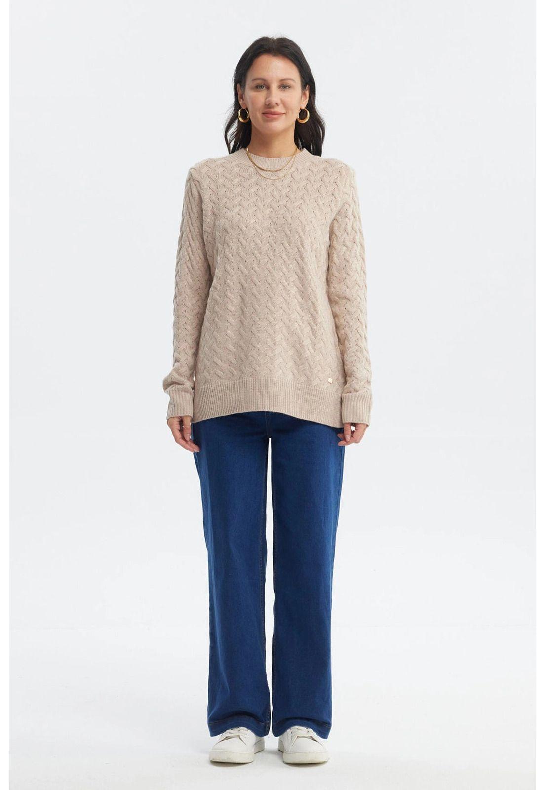 Sweater Mujer Calado Beige - ll-3