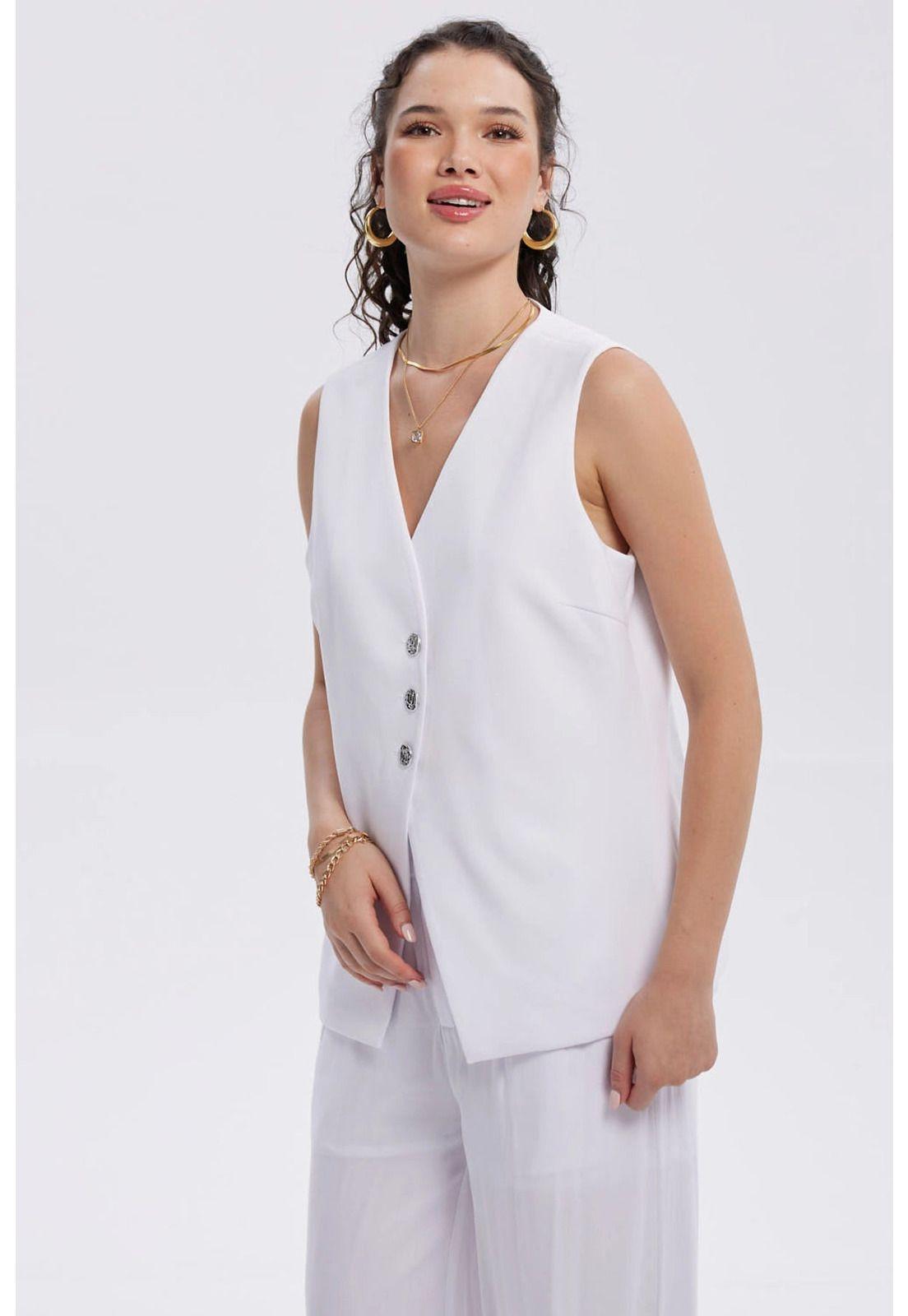 Blazer Mujer Tipo Gilette Blanco-1