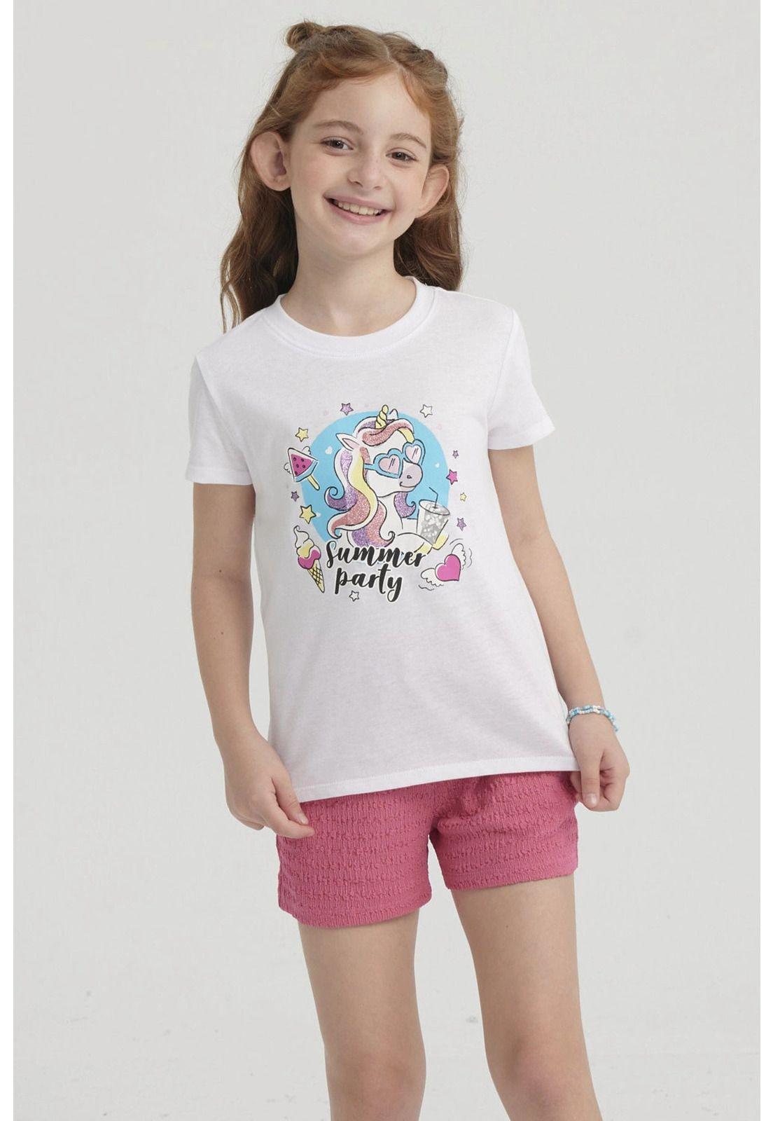 Polera Niña Básica Estampada Blanco - lV-4