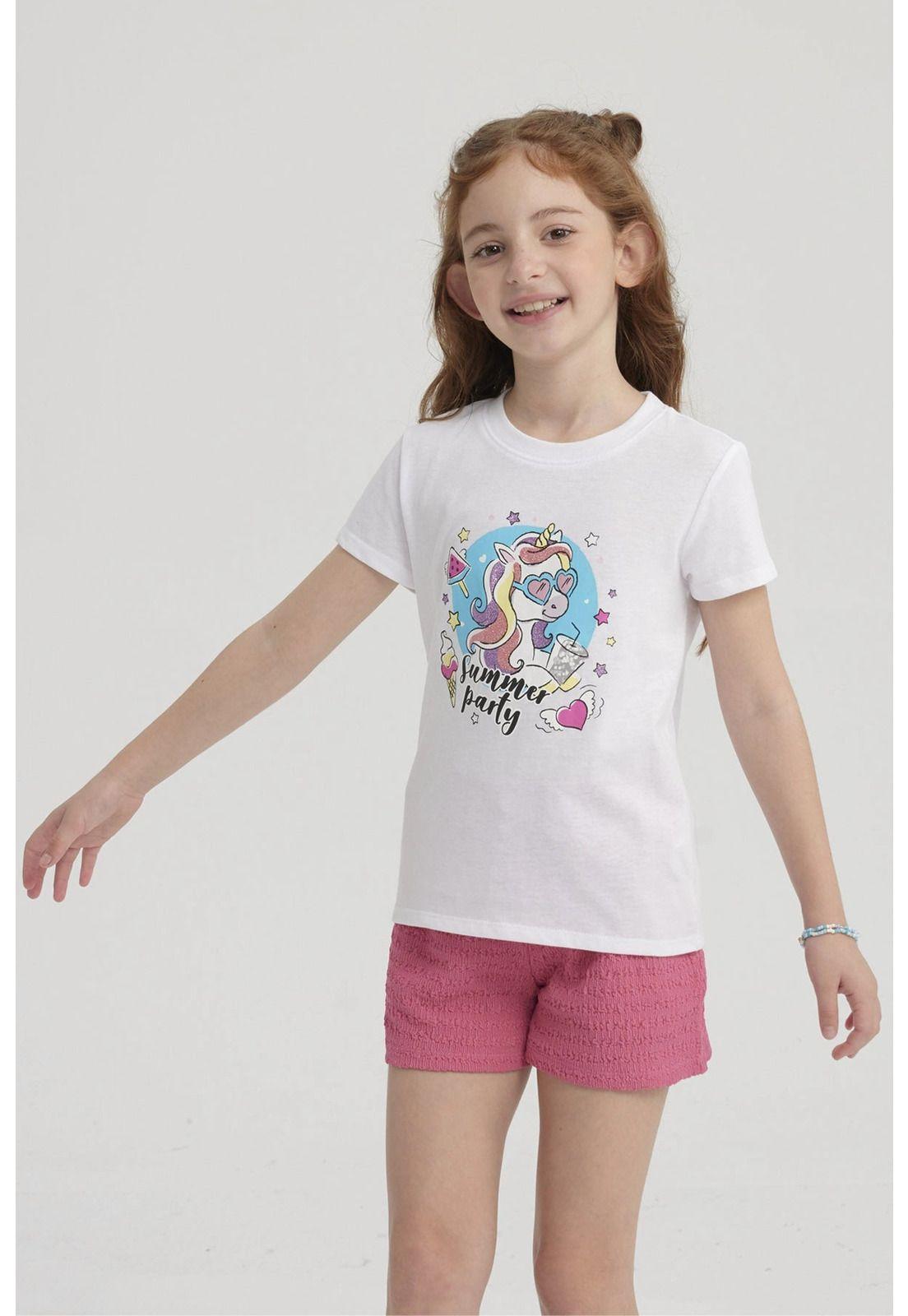 Polera Niña Básica Estampada Blanco - lV-5