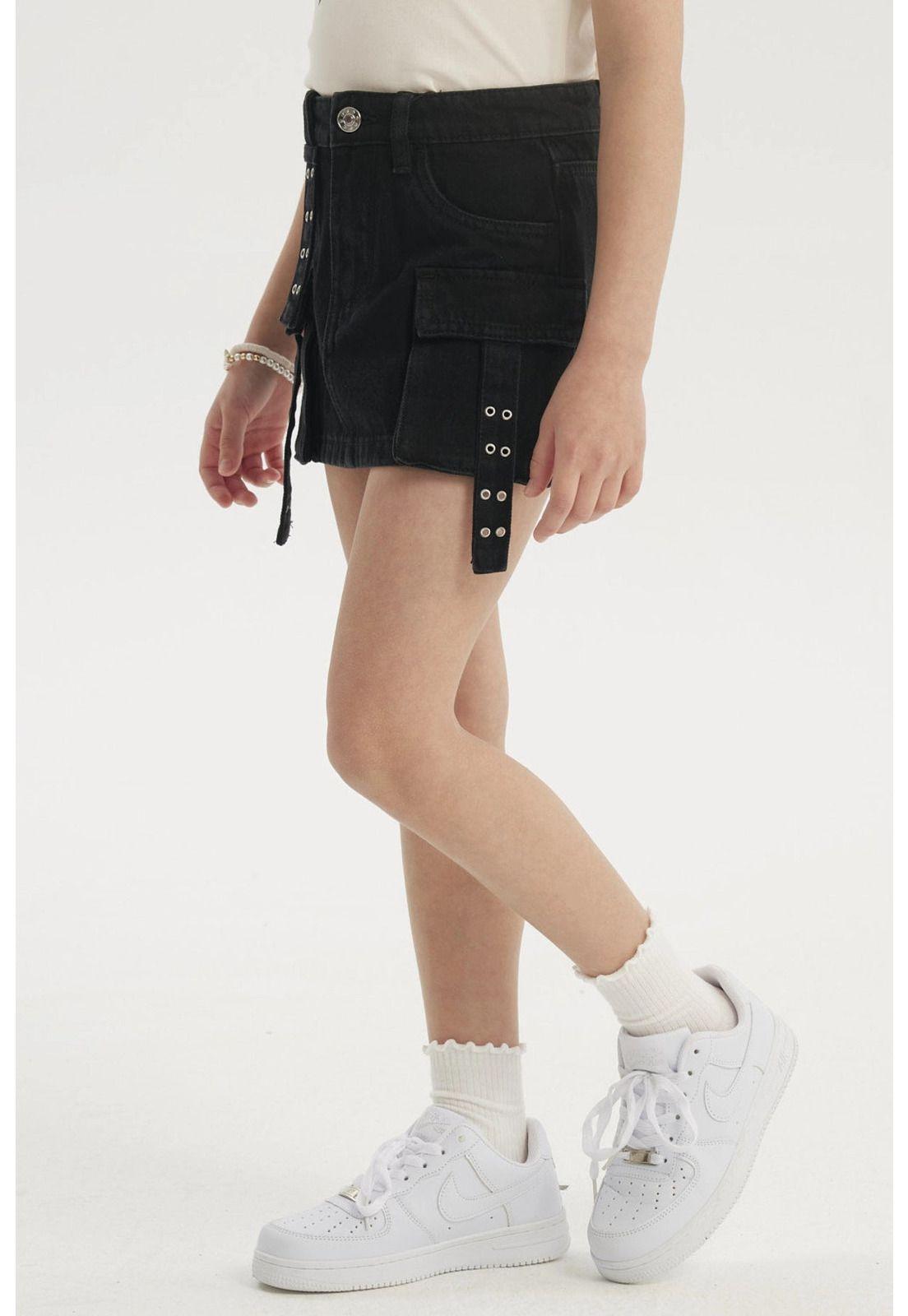 Falda Niña Denim Cargo Negro-1