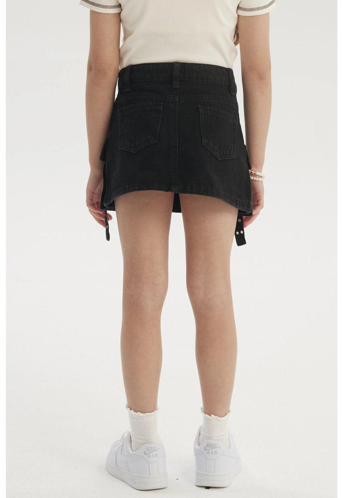 Falda Niña Denim Cargo Negro-2