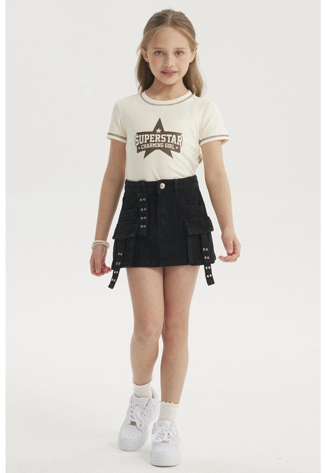 Falda Niña Denim Cargo Negro-3