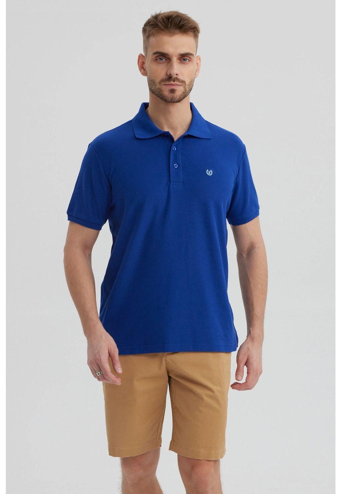 Polera Hombre Piqué Básica Lisa Azulino-0