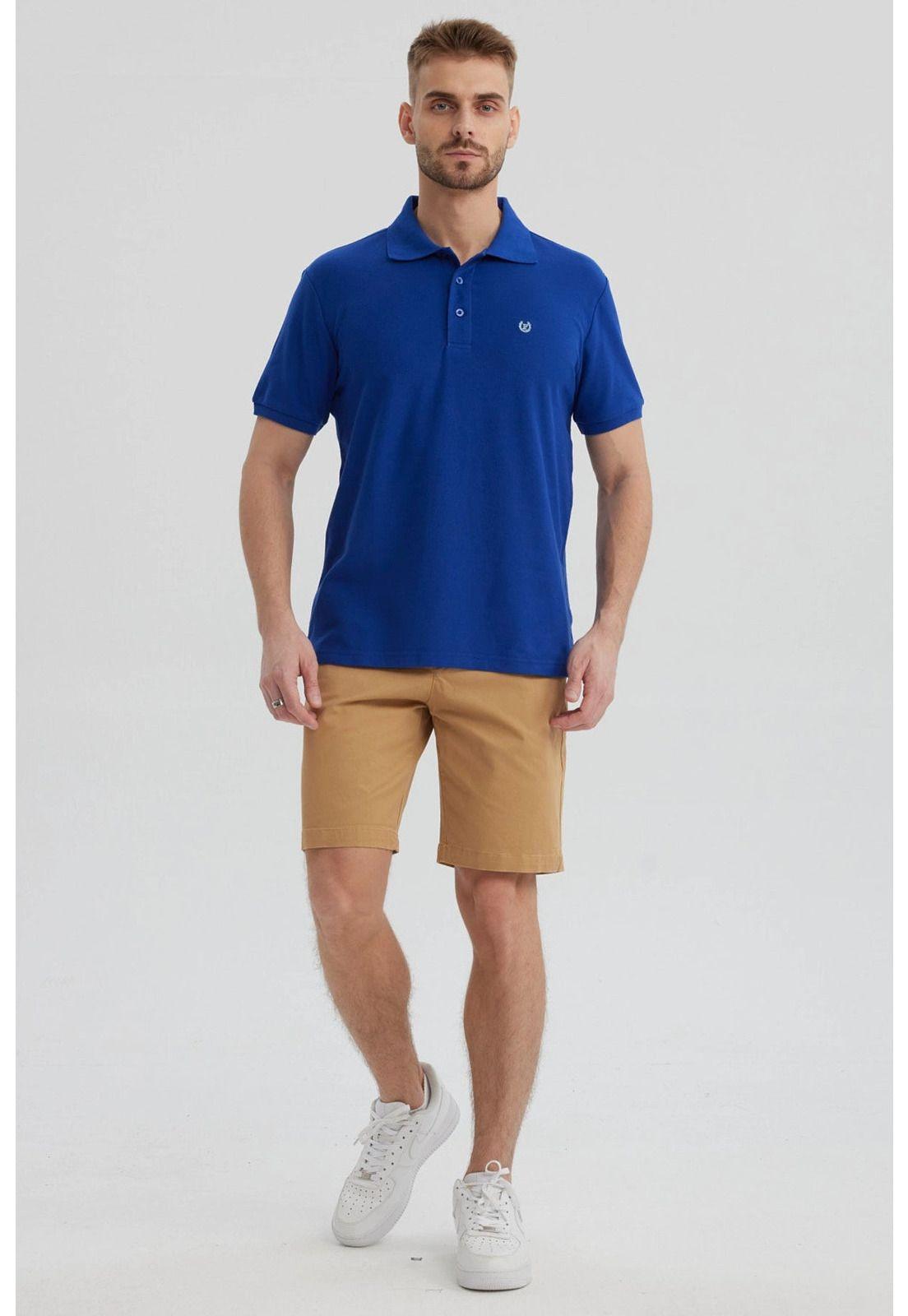 Polera Hombre Piqué Básica Lisa Azulino-3