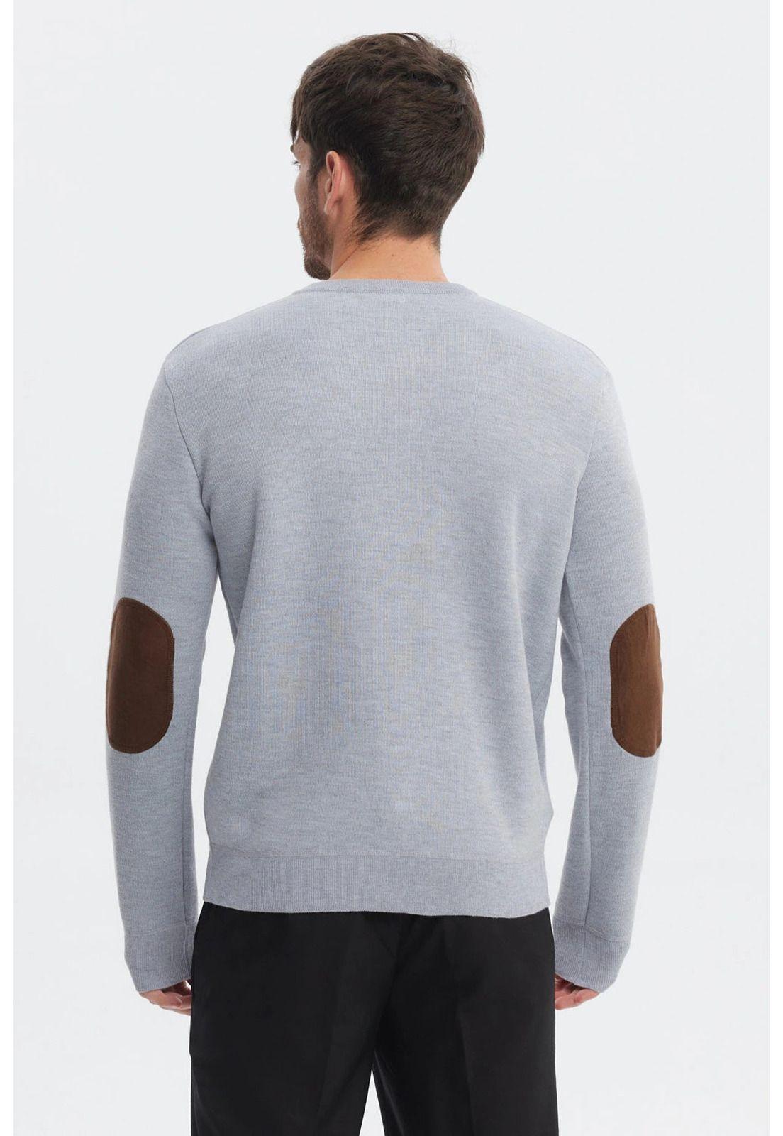 Sweater Hombre Slim Cuello V Gris-2