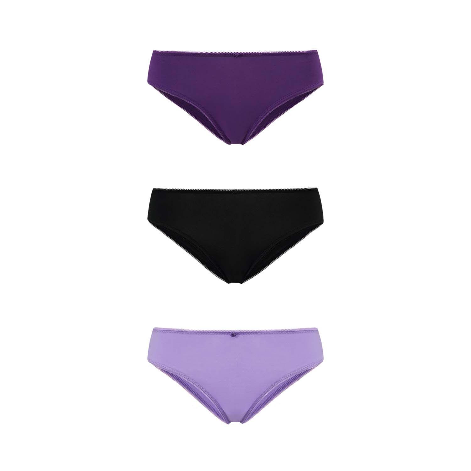 Calzón Mujer Bikini Liso Algodón Lila-0