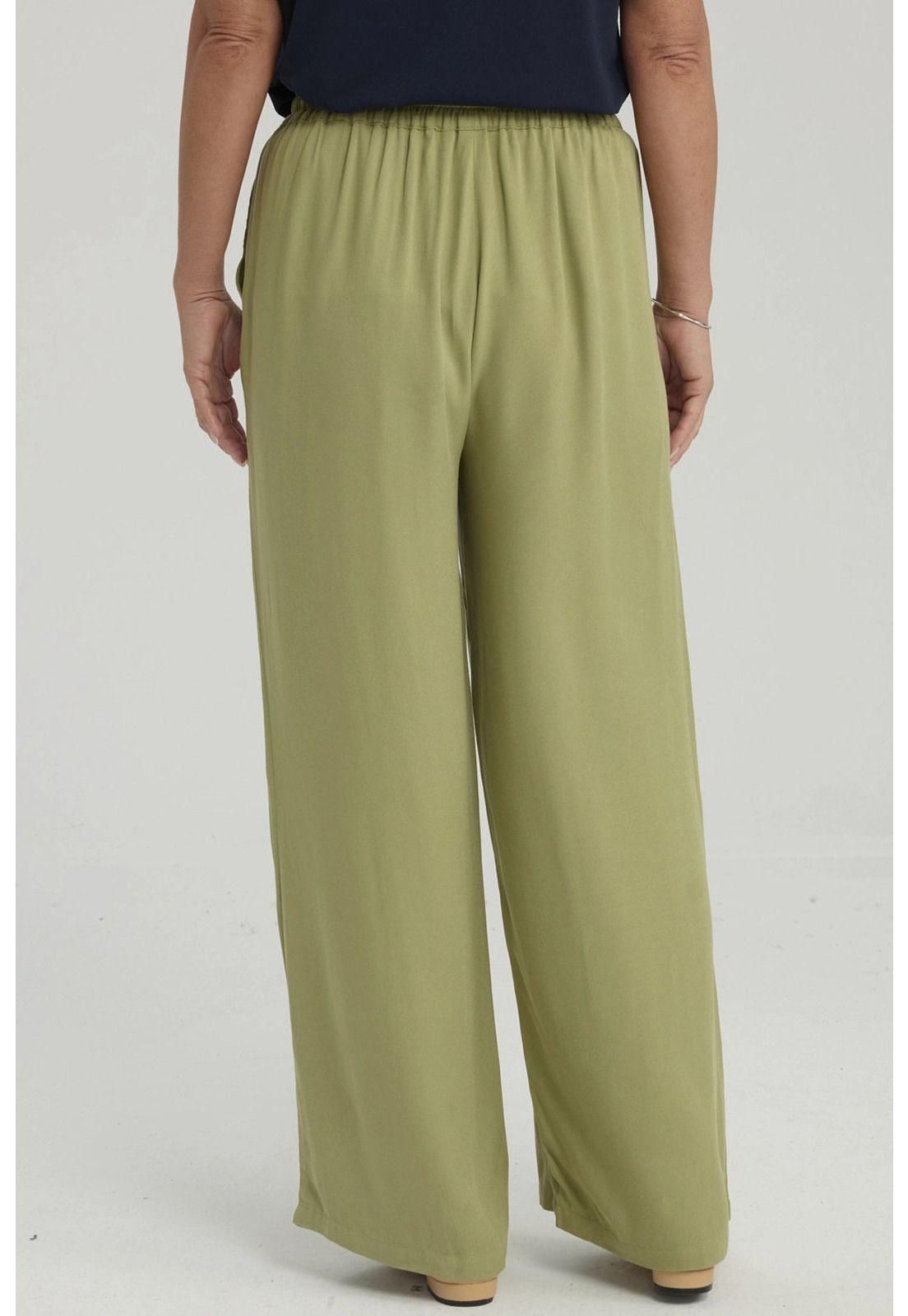 Pantalón Mujer Con Bolsillo Verde Claro-2