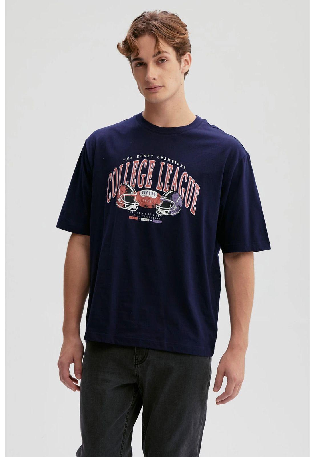 Polera Hombre Print Central Azul-0