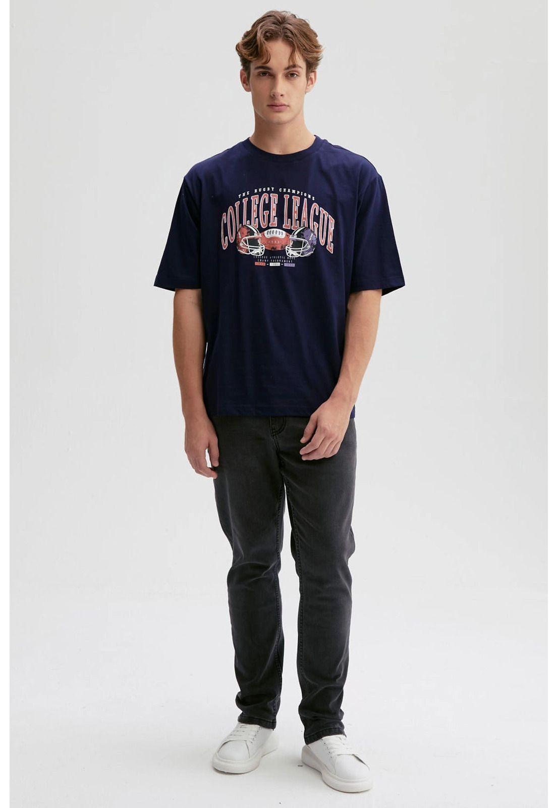 Polera Hombre Print Central Azul-3