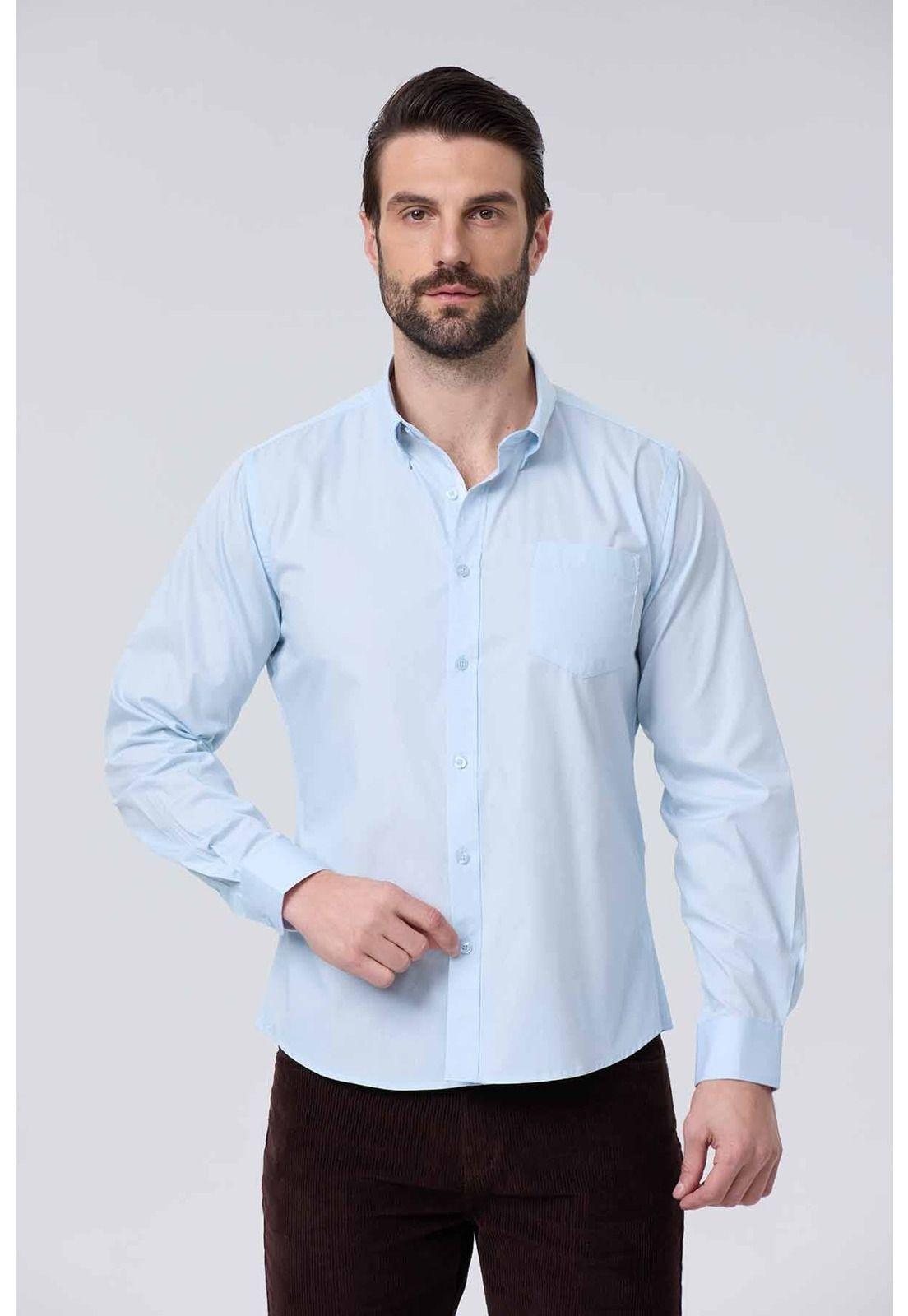 Camisa Hombre Slim Celeste-0