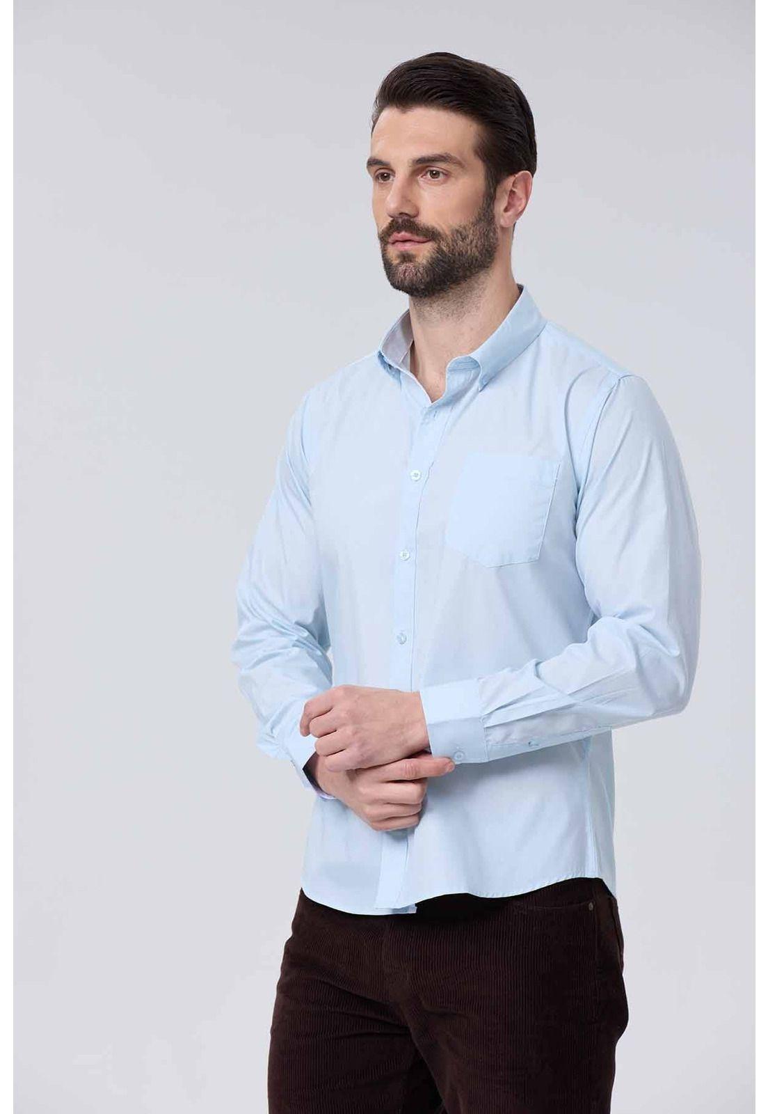 Camisa Hombre Slim Celeste-3