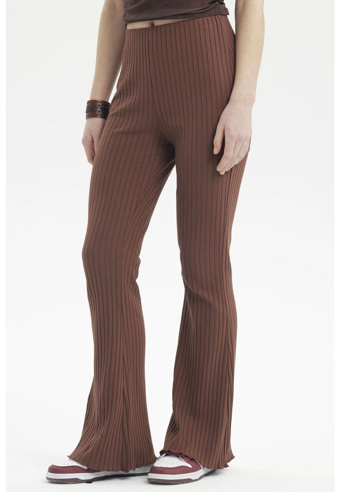 Pantalón Mujer Flare Café Oscuro-1