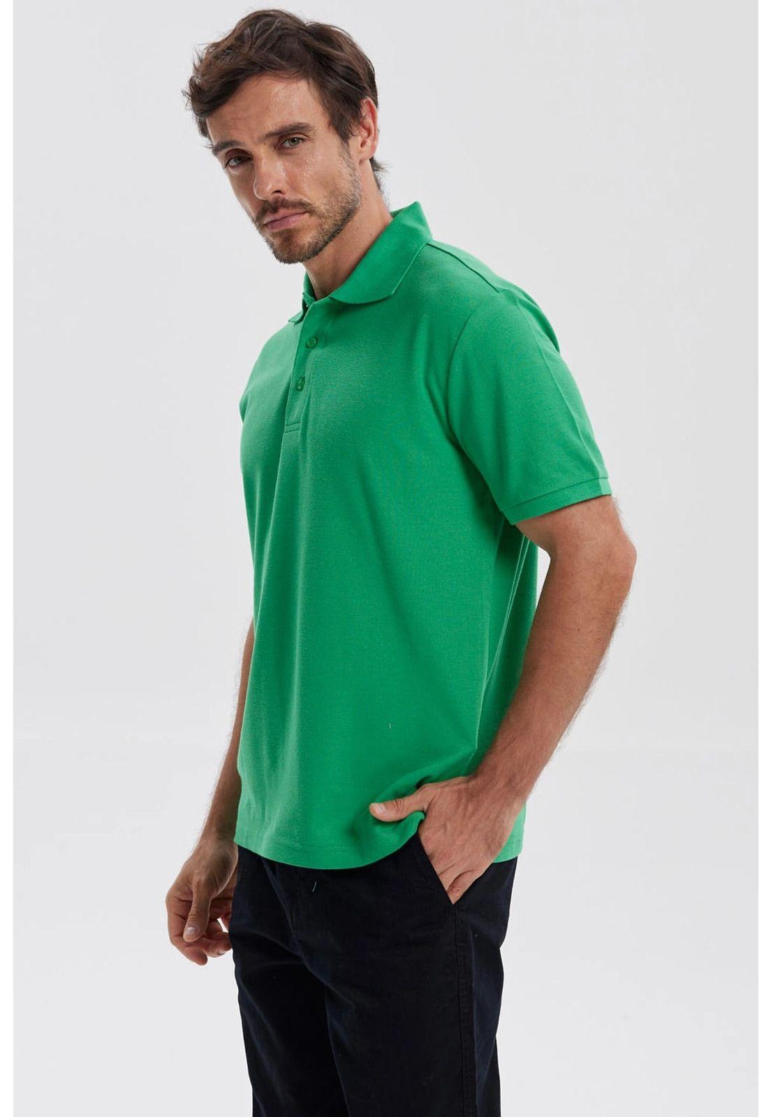 Polera Hombre Piqué Básica Lisa Verde-1