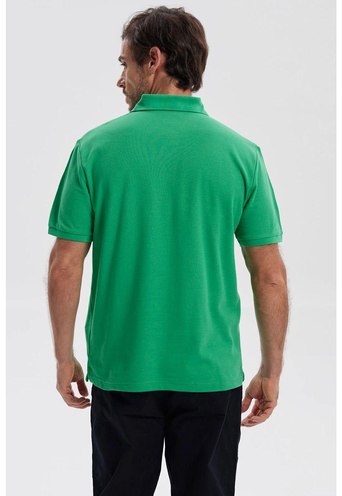 Polera Hombre Piqué Básica Lisa Verde-2