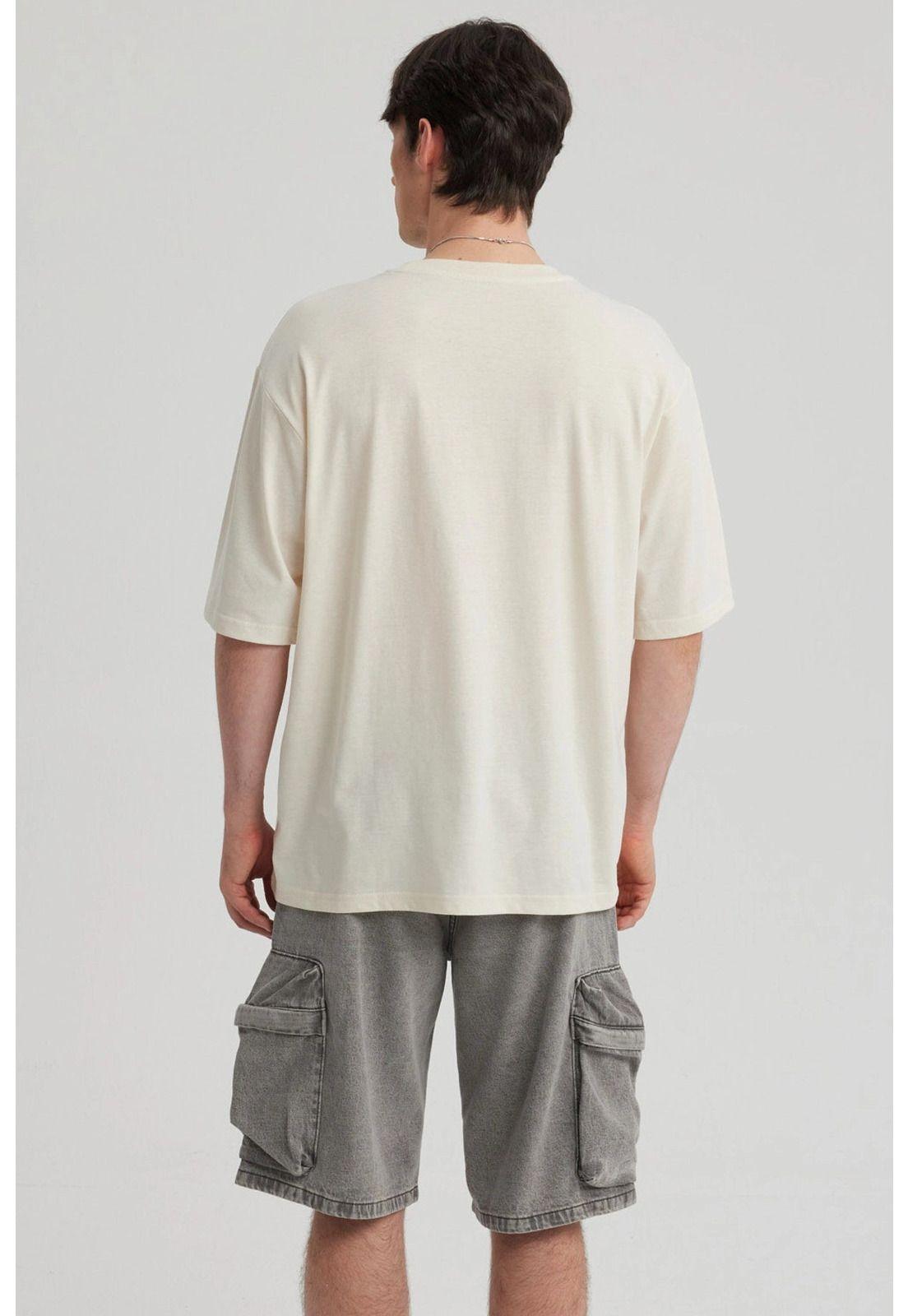 Polera Hombre Texto Frontal Beige-6