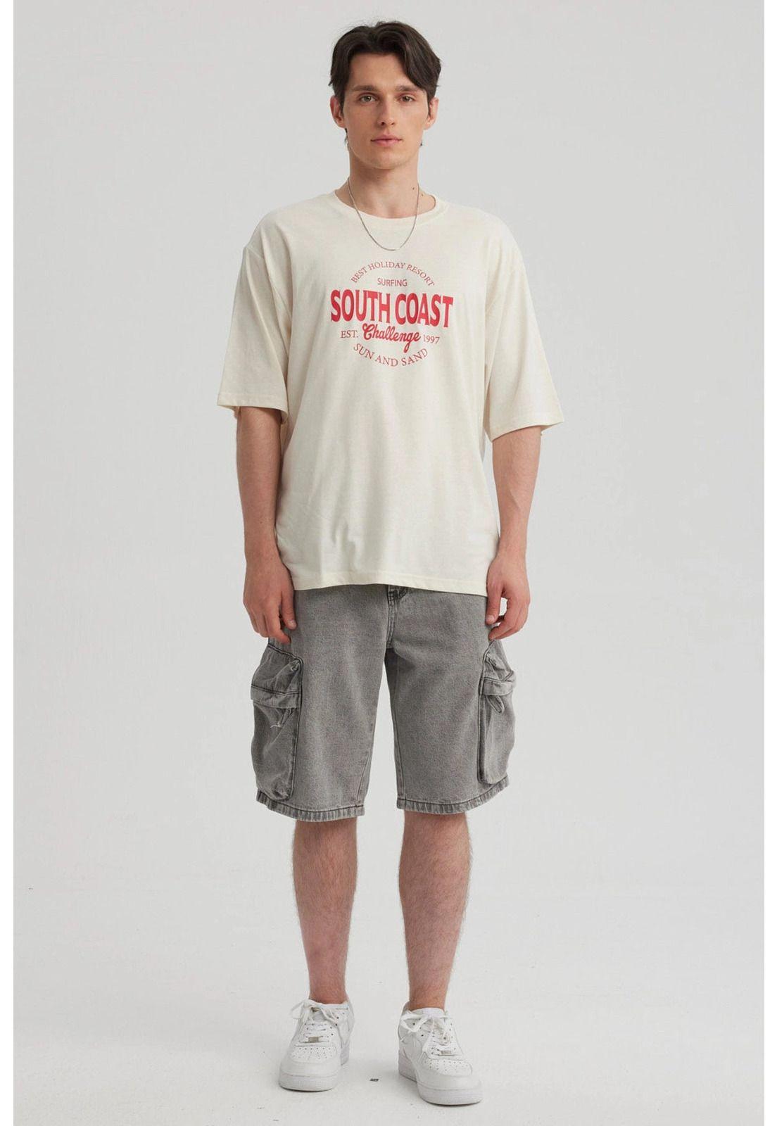 Polera Hombre Texto Frontal Beige-7