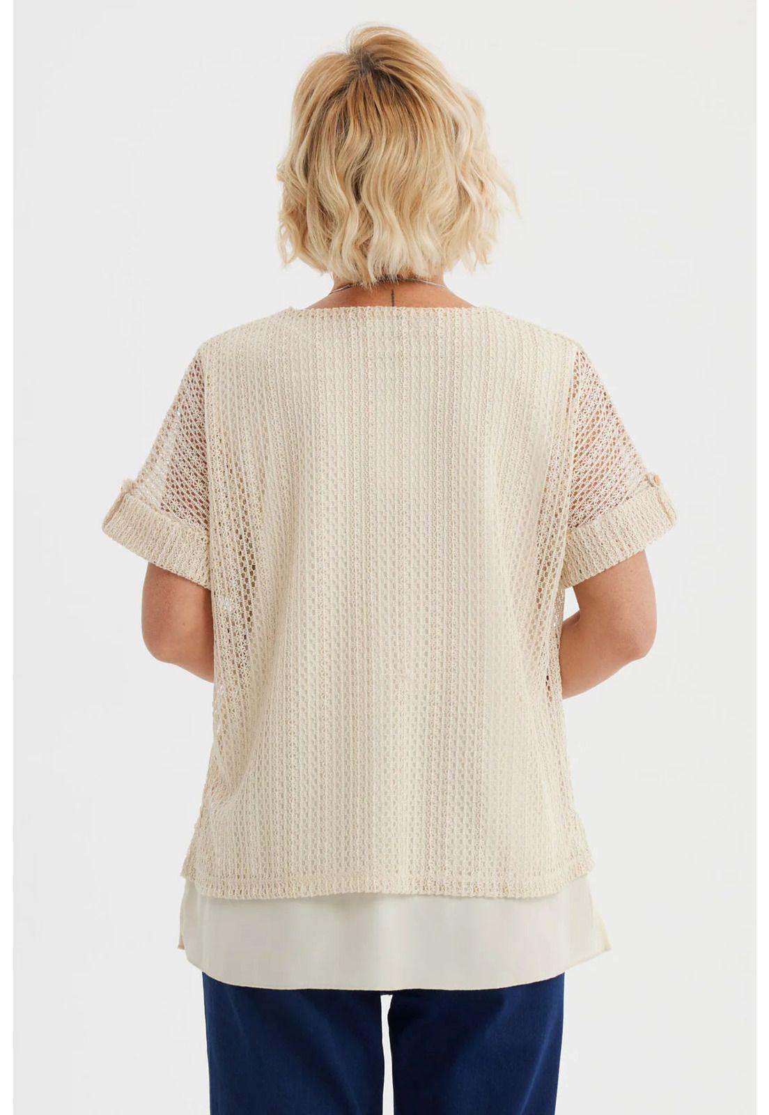 Polera Mujer Malla Beige Claro-2