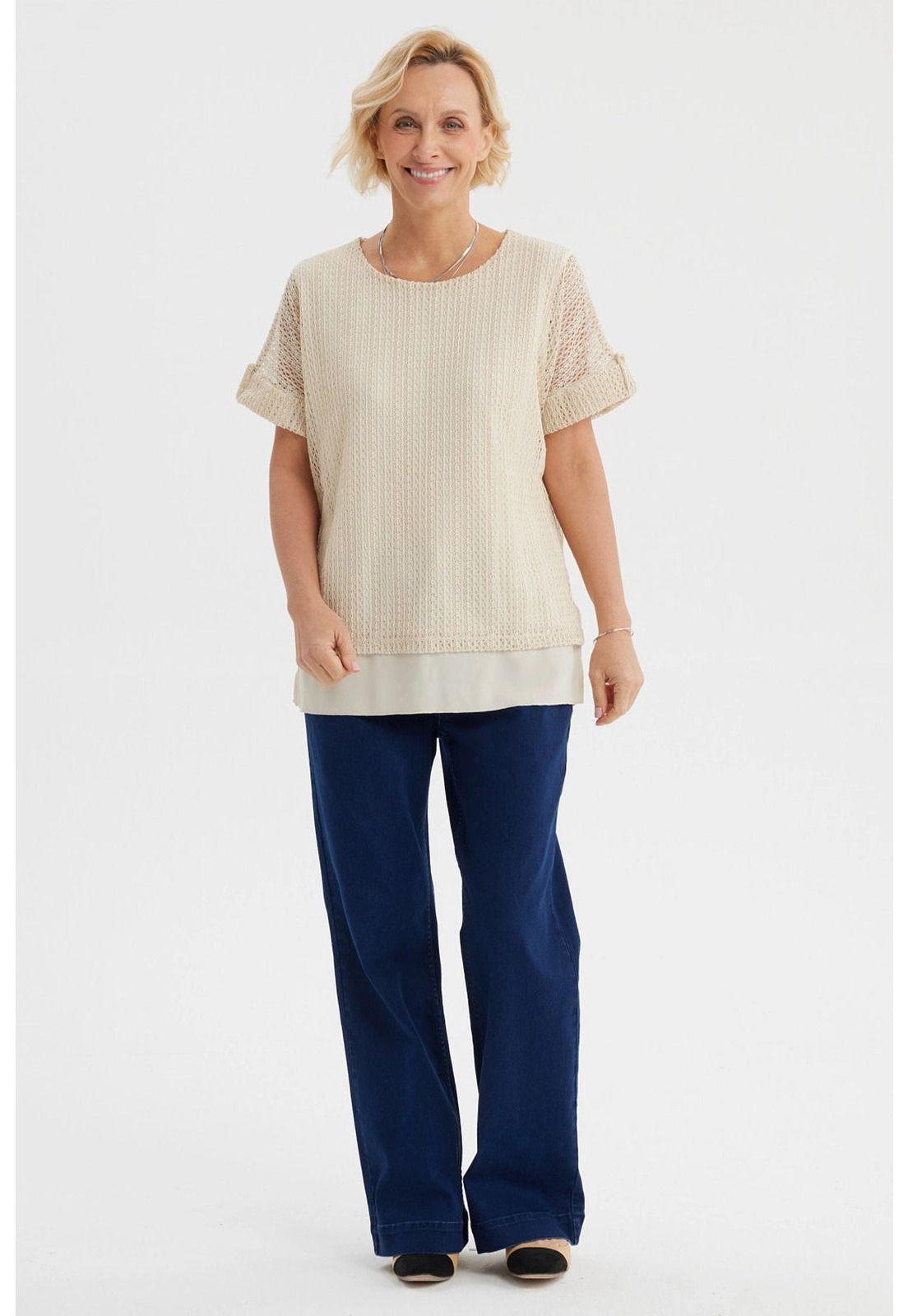 Polera Mujer Malla Beige Claro-3