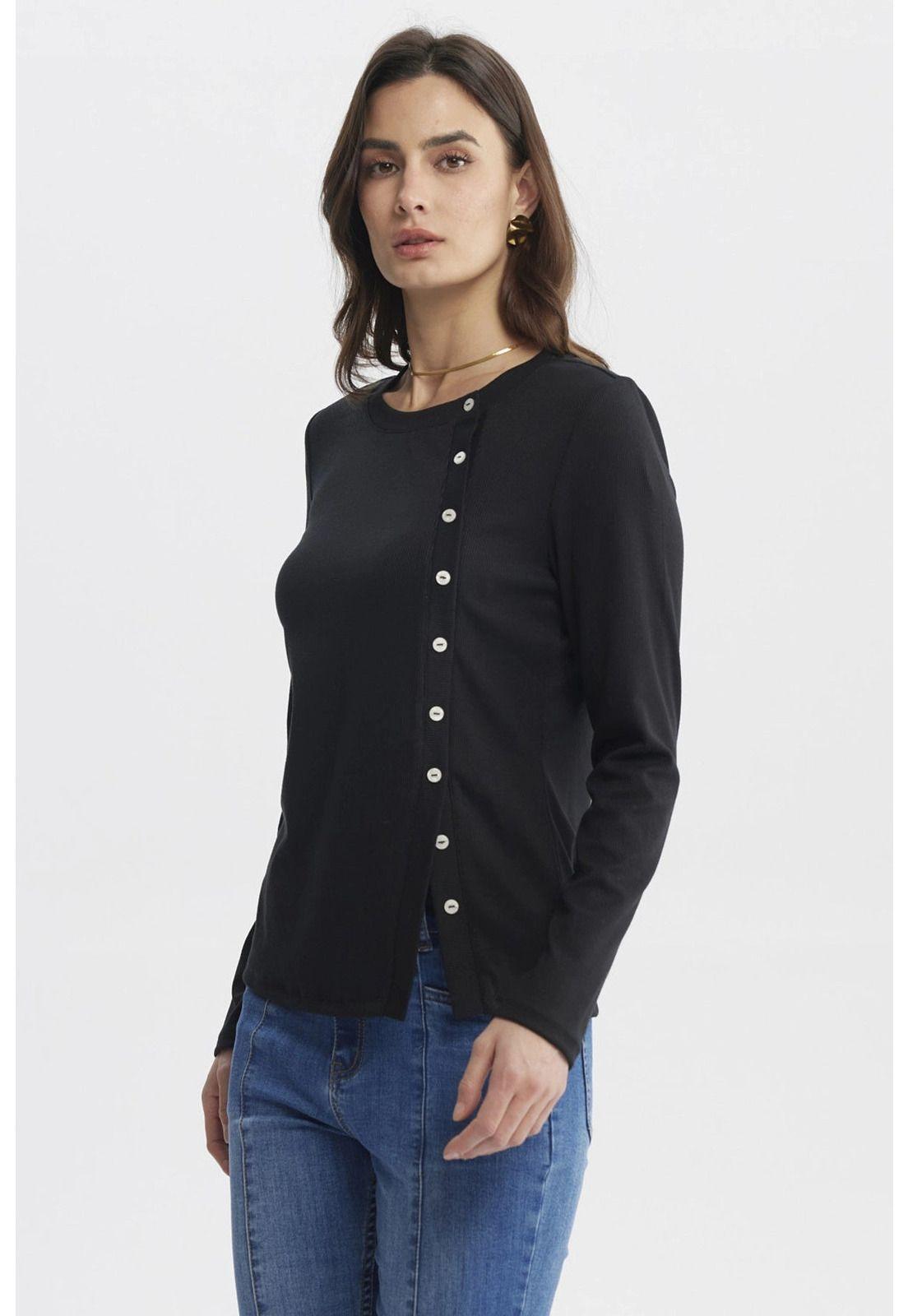 Polera Mujer Escote Recto Negro - ll-1