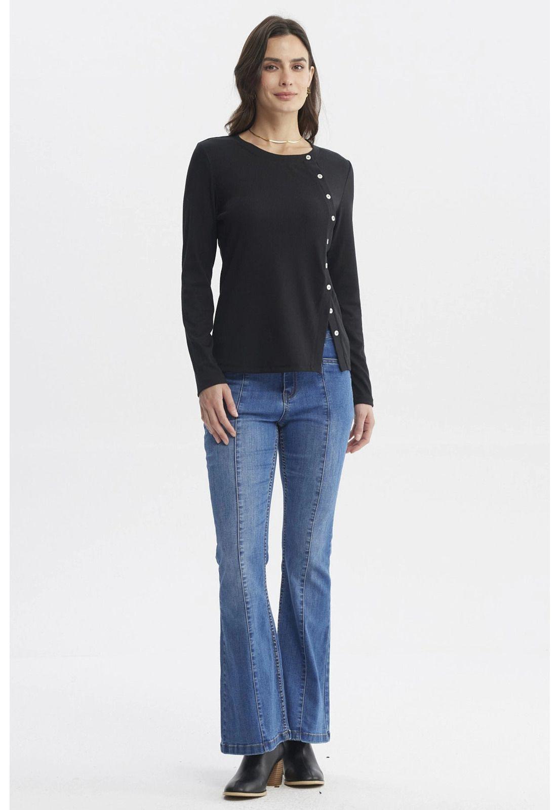 Polera Mujer Escote Recto Negro - ll-3