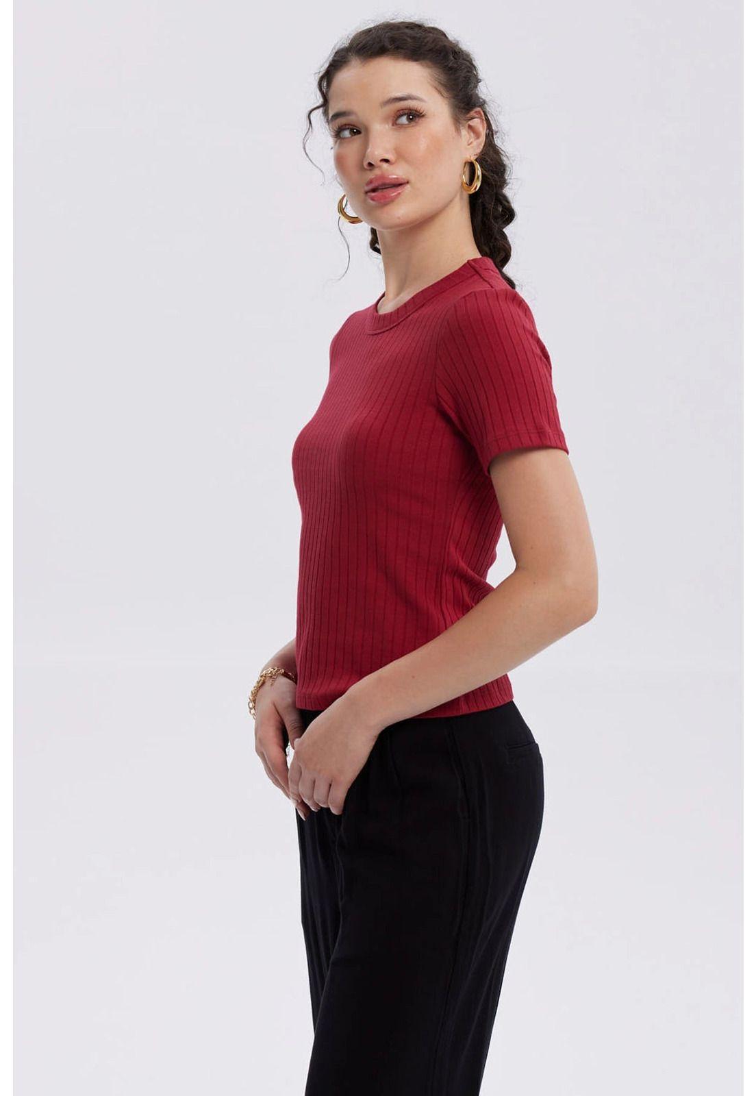 Polera Mujer Rib Crop Lisa Rojo Oscuro-1