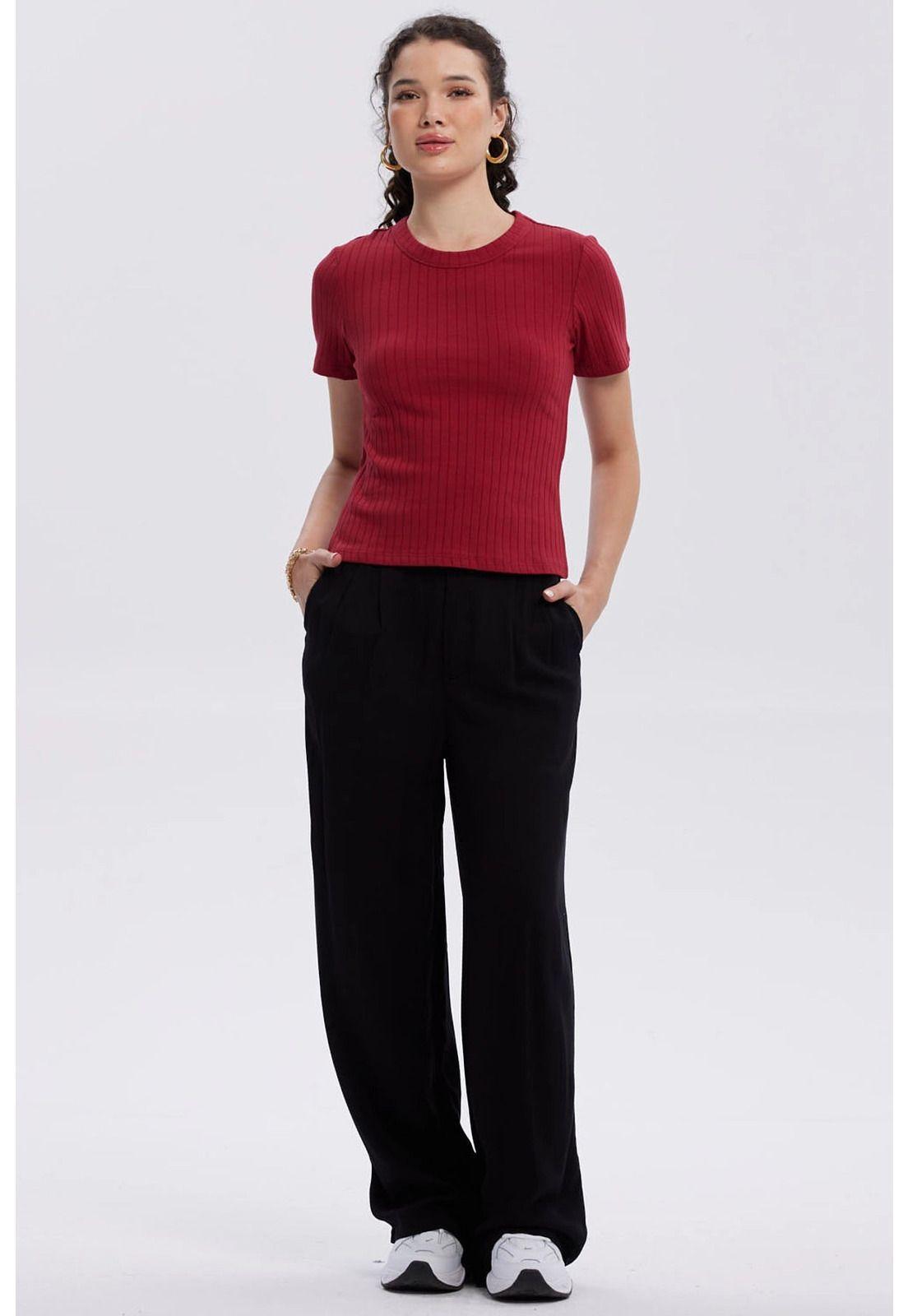 Polera Mujer Rib Crop Lisa Rojo Oscuro-3