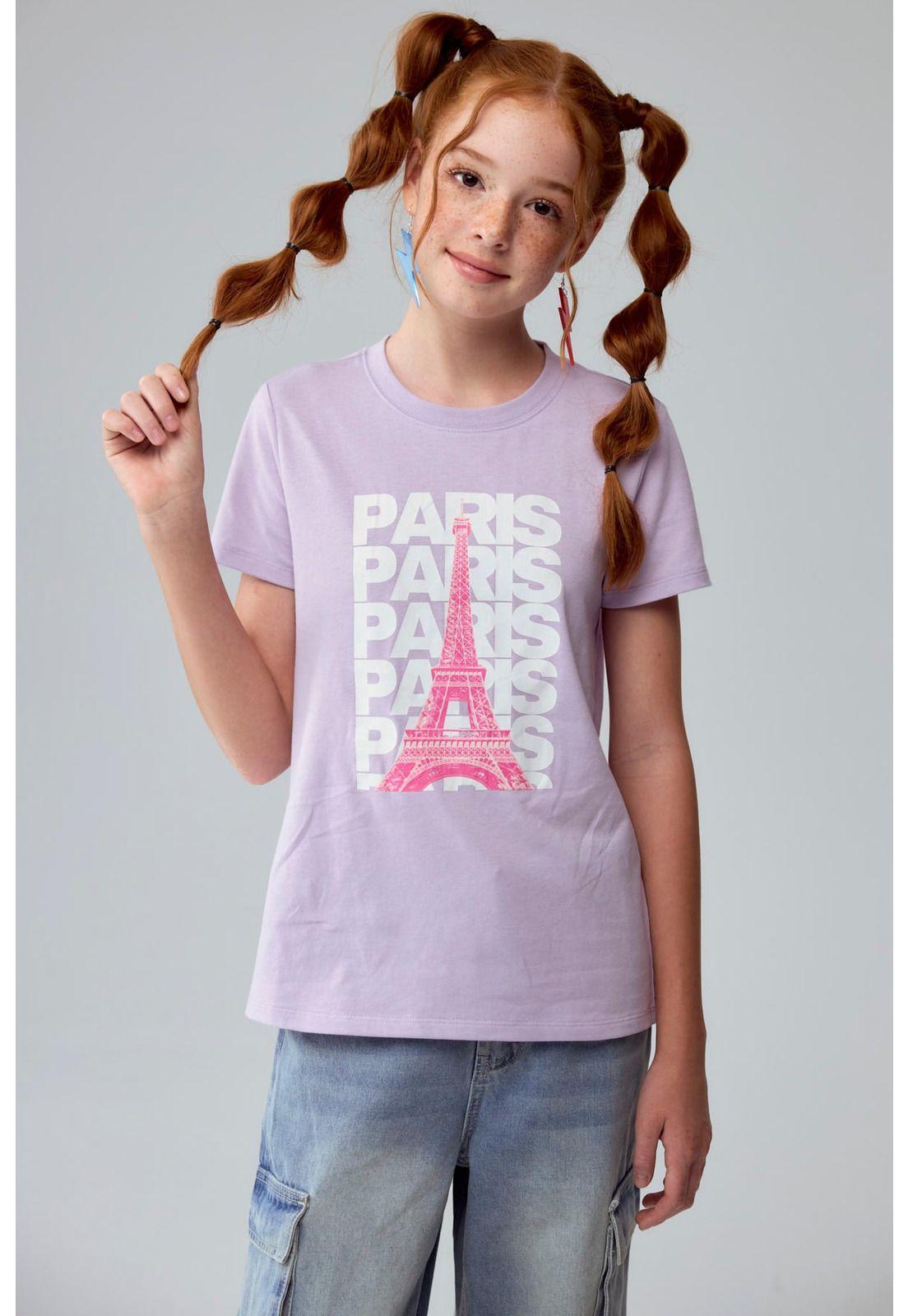 Polera Niña Básica Estampada Lila - ll-0