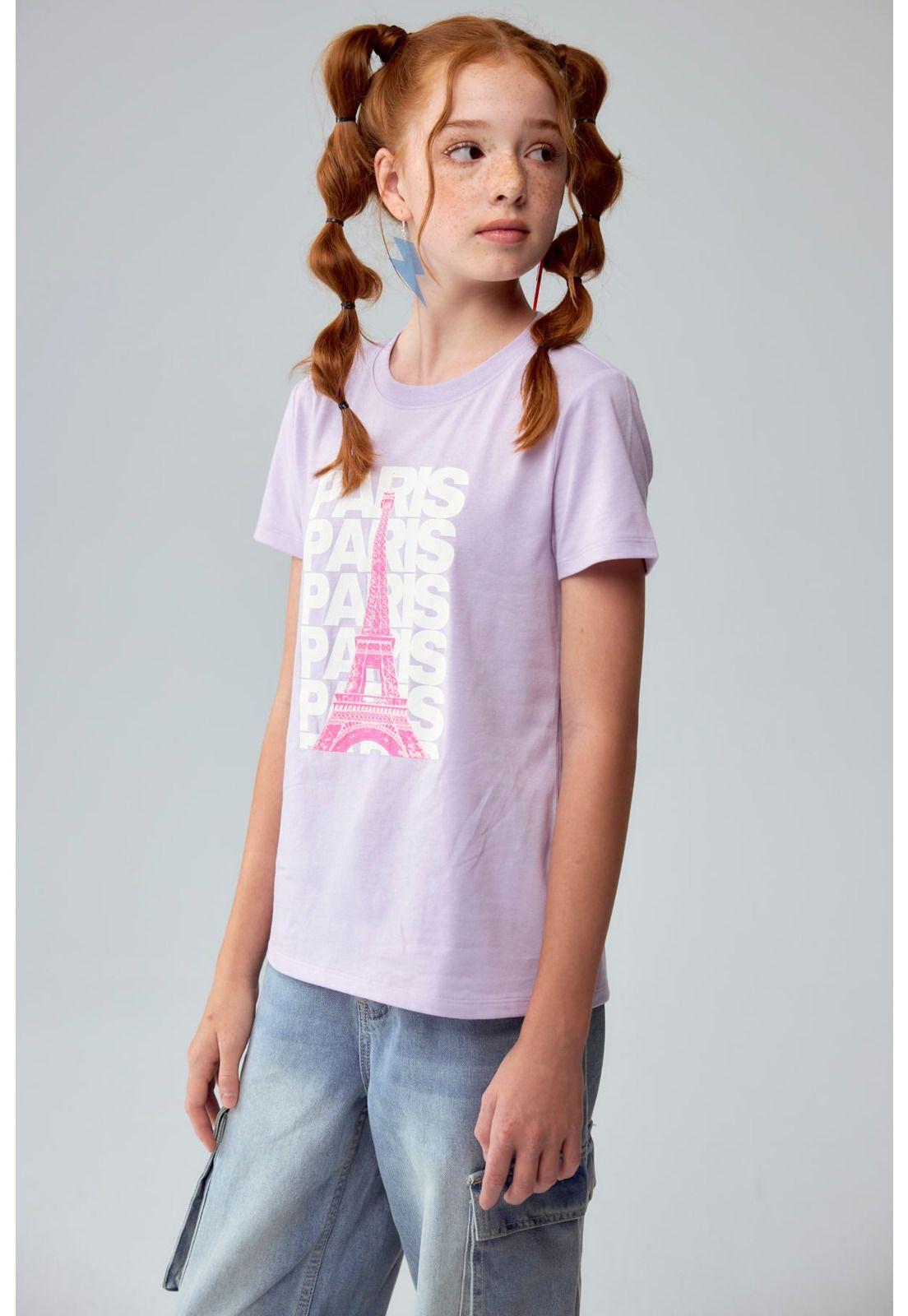 Polera Niña Básica Estampada Lila - ll-1