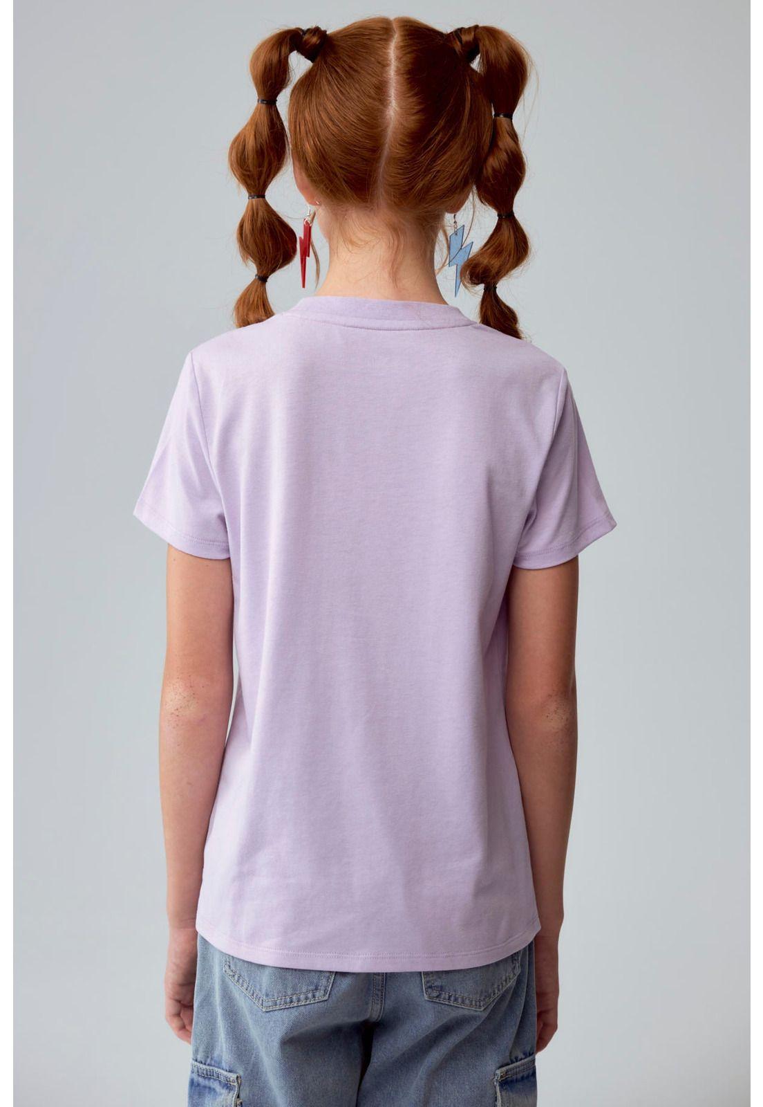 Polera Niña Básica Estampada Lila - ll-2