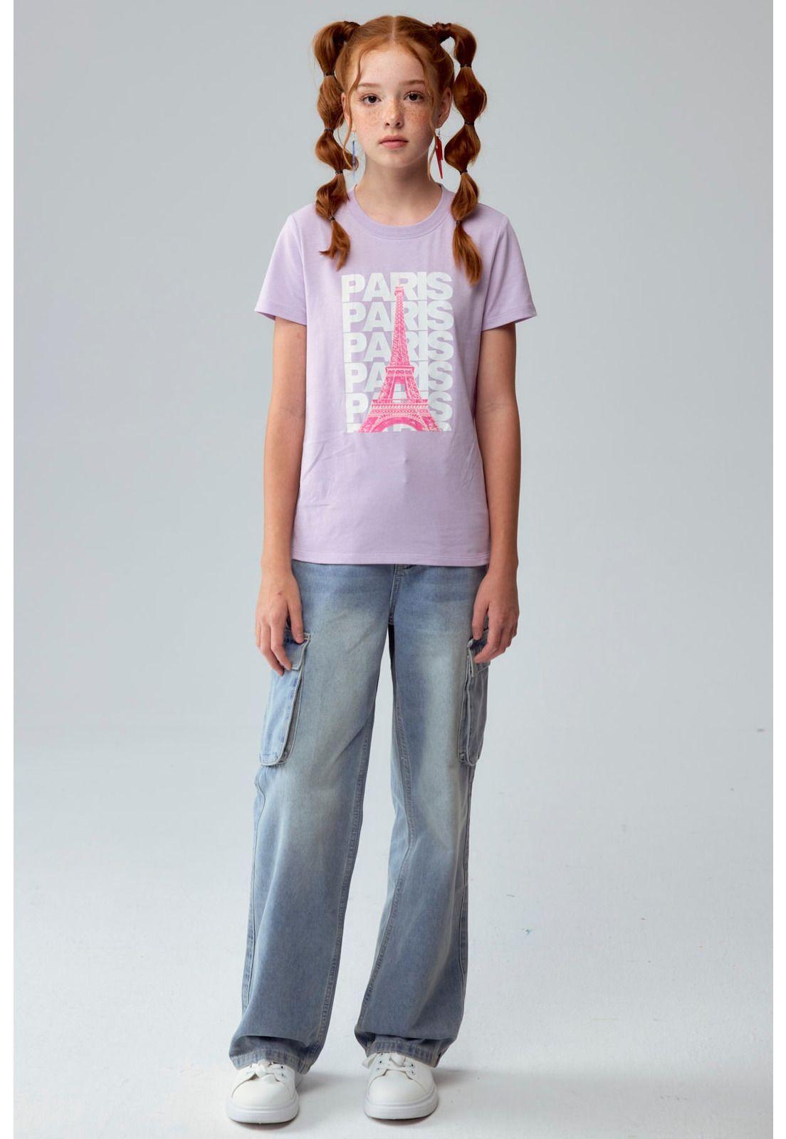 Polera Niña Básica Estampada Lila - ll-3